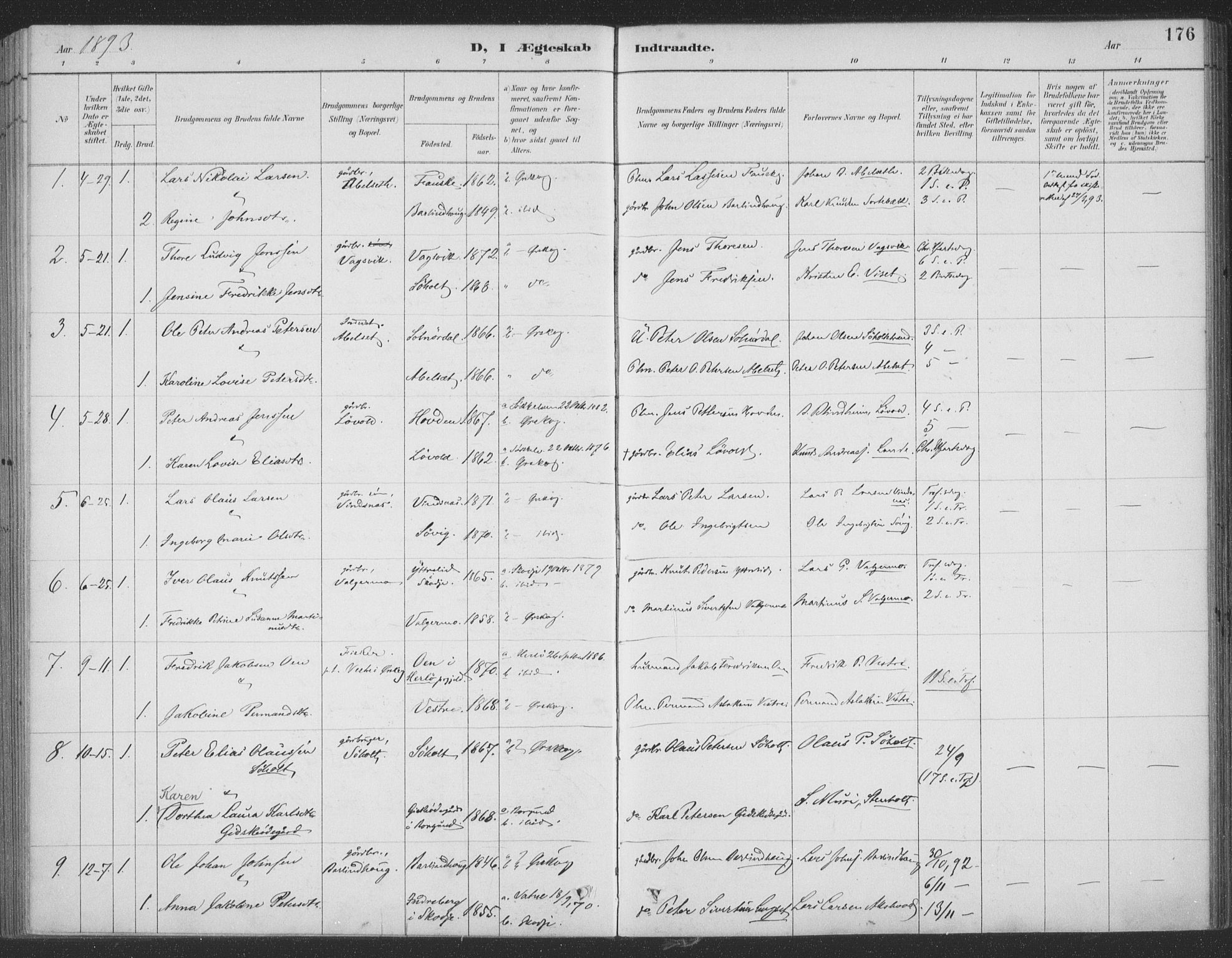 Ministerialprotokoller, klokkerbøker og fødselsregistre - Møre og Romsdal, SAT/A-1454/522/L0316: Parish register (official) no. 522A11, 1890-1911, p. 176