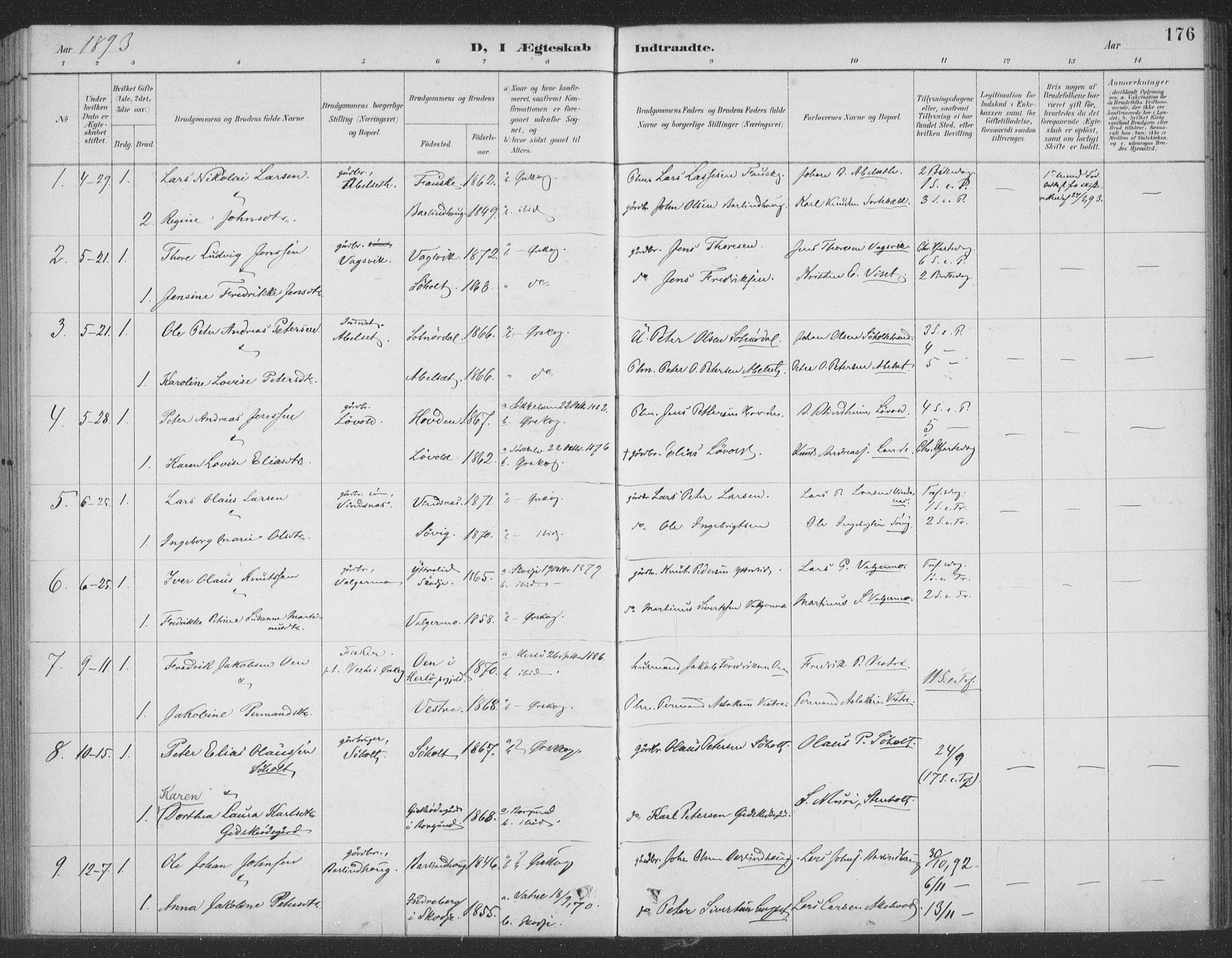 Ministerialprotokoller, klokkerbøker og fødselsregistre - Møre og Romsdal, AV/SAT-A-1454/522/L0316: Parish register (official) no. 522A11, 1890-1911, p. 176