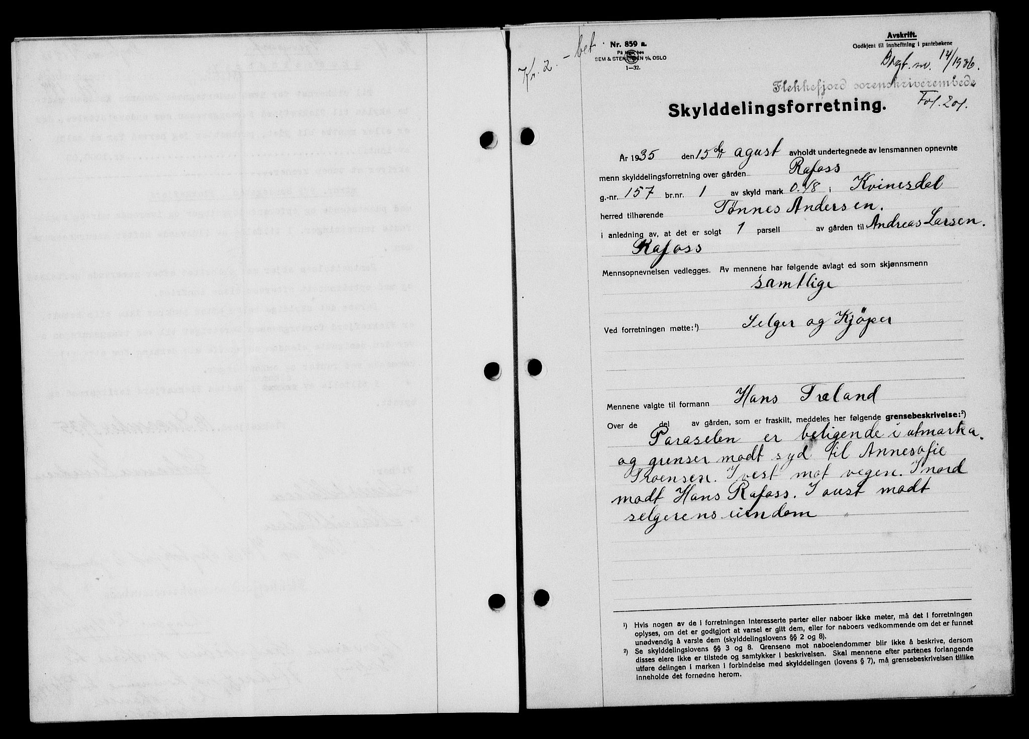 Flekkefjord sorenskriveri, SAK/1221-0001/G/Gb/Gba/L0052: Mortgage book no. 48, 1935-1936, Deed date: 04.01.1936
