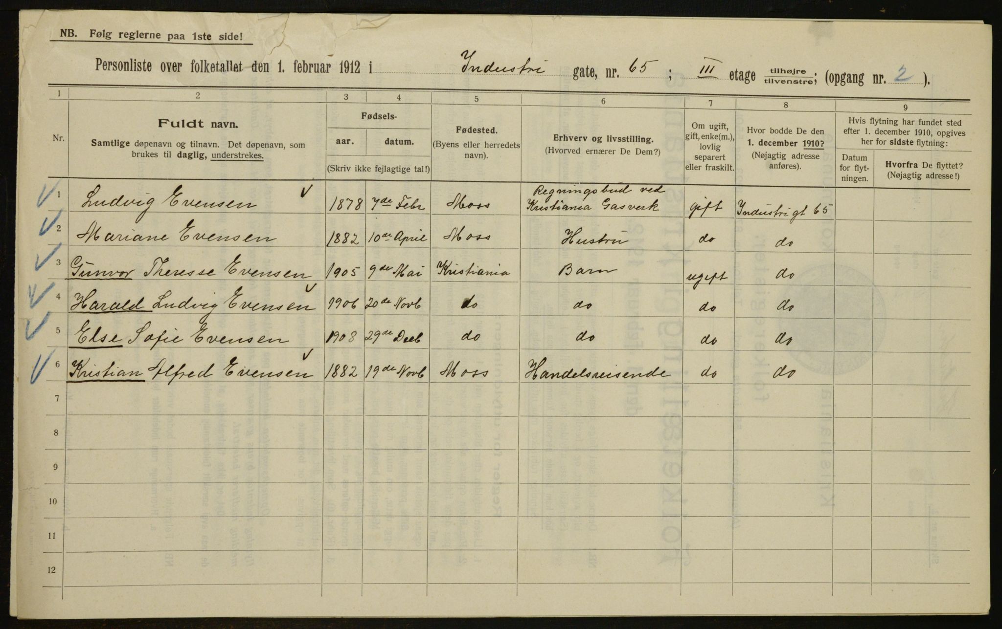 OBA, Municipal Census 1912 for Kristiania, 1912, p. 44094