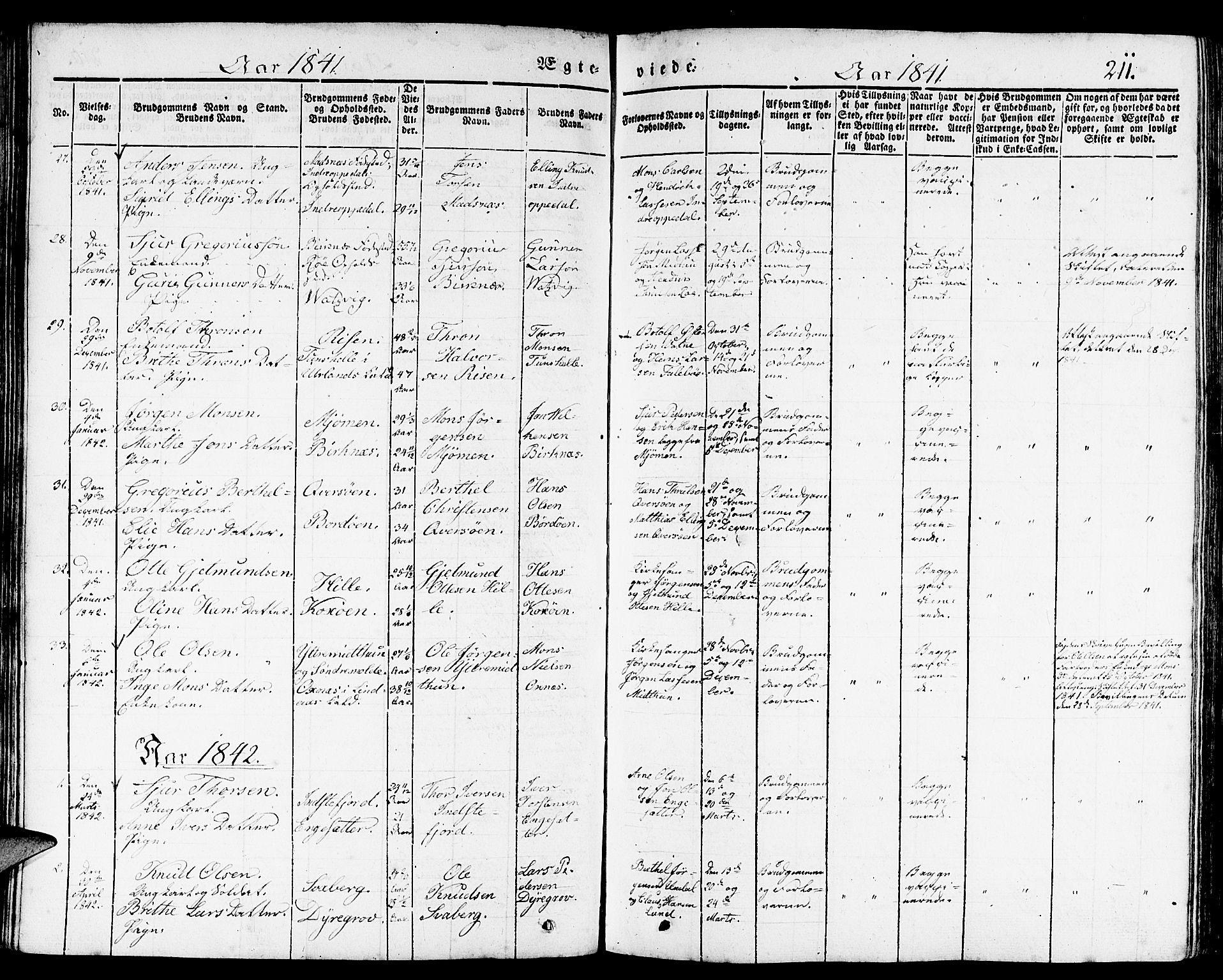 Gulen sokneprestembete, SAB/A-80201/H/Haa/Haaa/L0020: Parish register (official) no. A 20, 1837-1847, p. 211