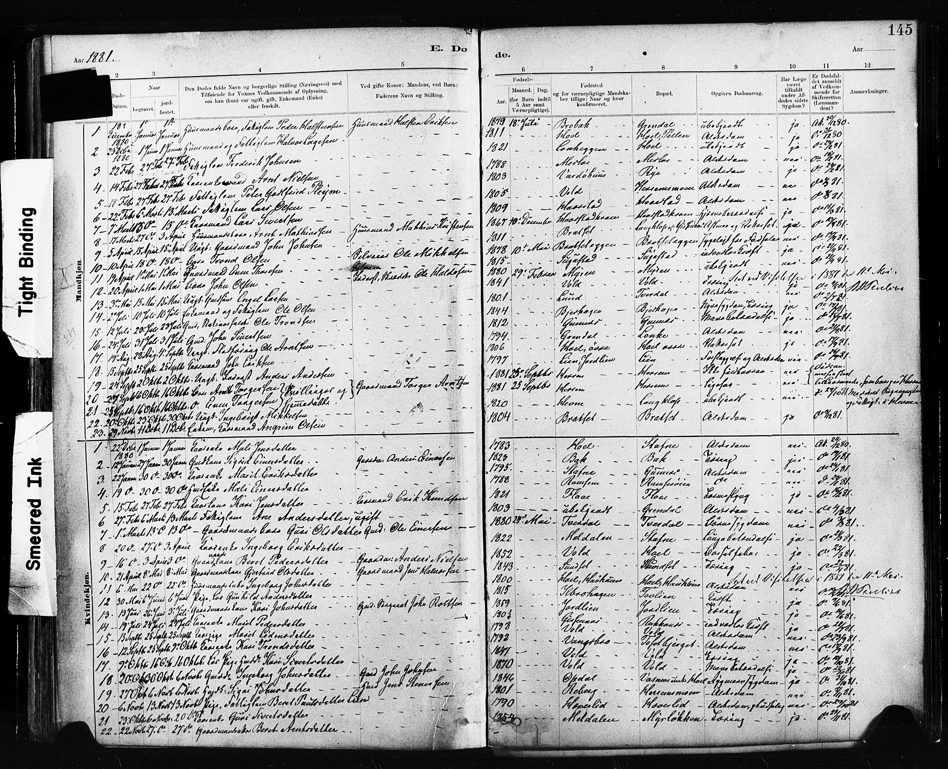 Ministerialprotokoller, klokkerbøker og fødselsregistre - Sør-Trøndelag, SAT/A-1456/674/L0871: Parish register (official) no. 674A03, 1880-1896, p. 145