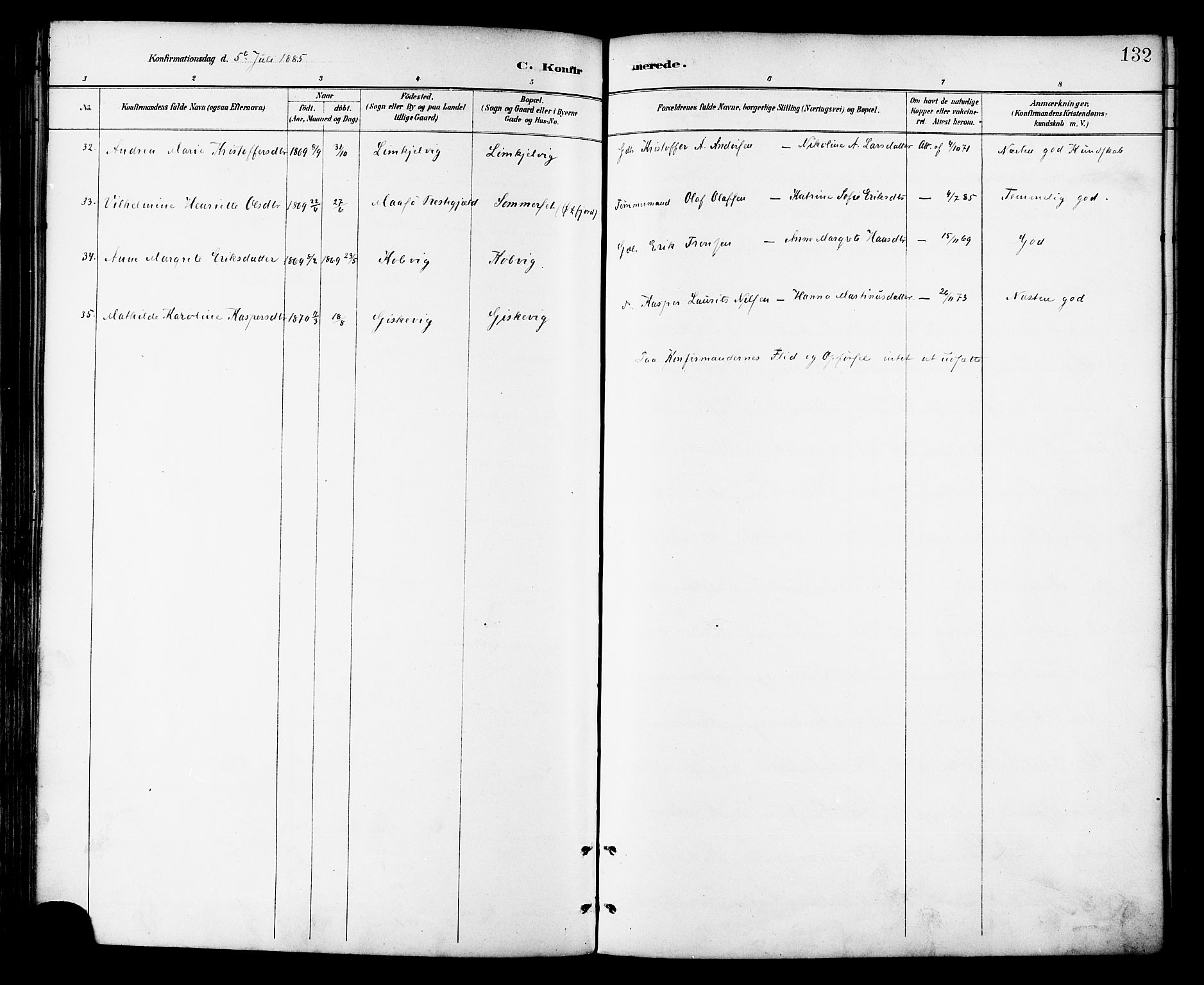 Ministerialprotokoller, klokkerbøker og fødselsregistre - Nordland, AV/SAT-A-1459/872/L1035: Parish register (official) no. 872A10, 1884-1896, p. 132