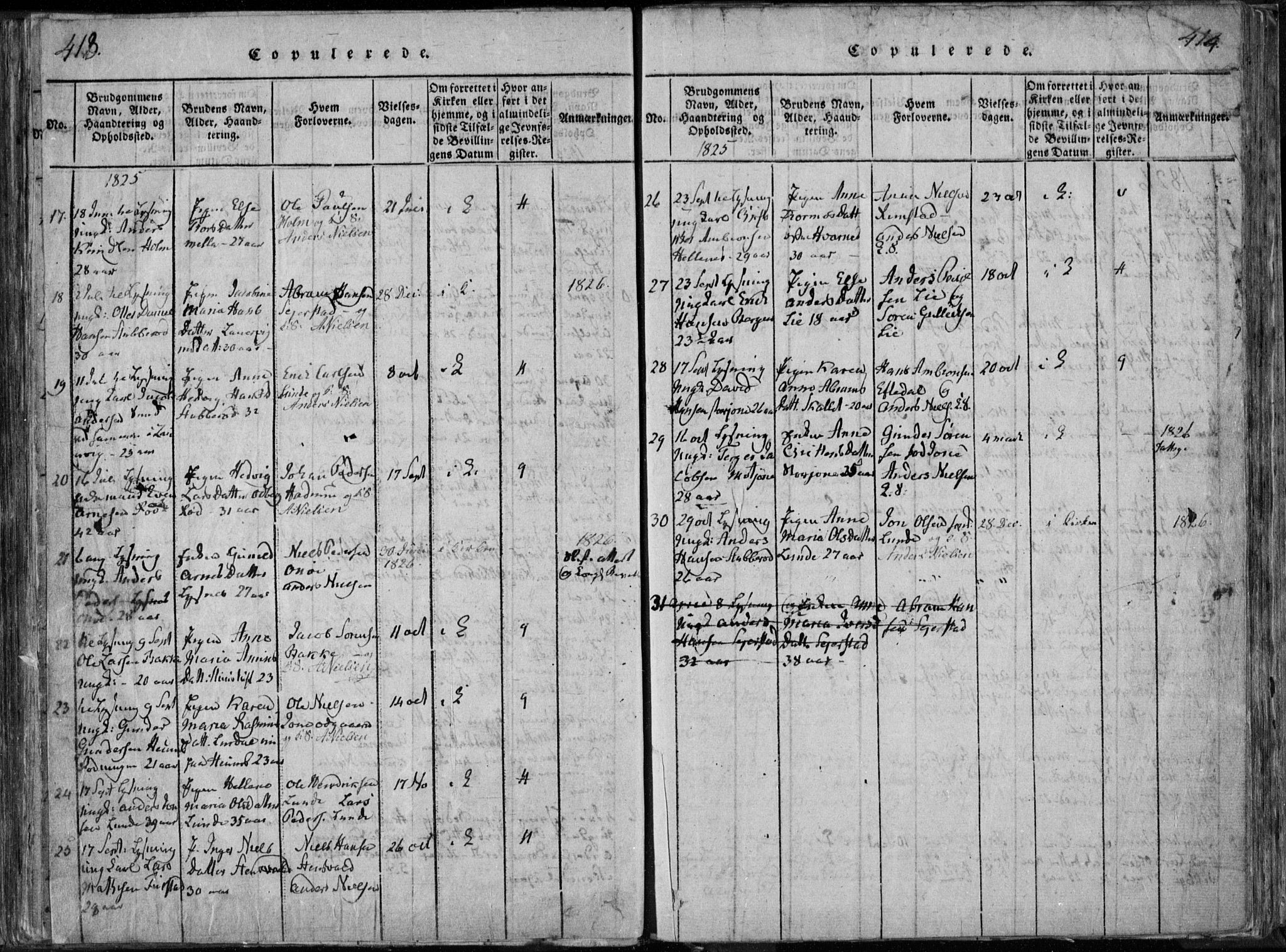Hedrum kirkebøker, SAKO/A-344/F/Fa/L0004: Parish register (official) no. I 4, 1817-1835, p. 413-414