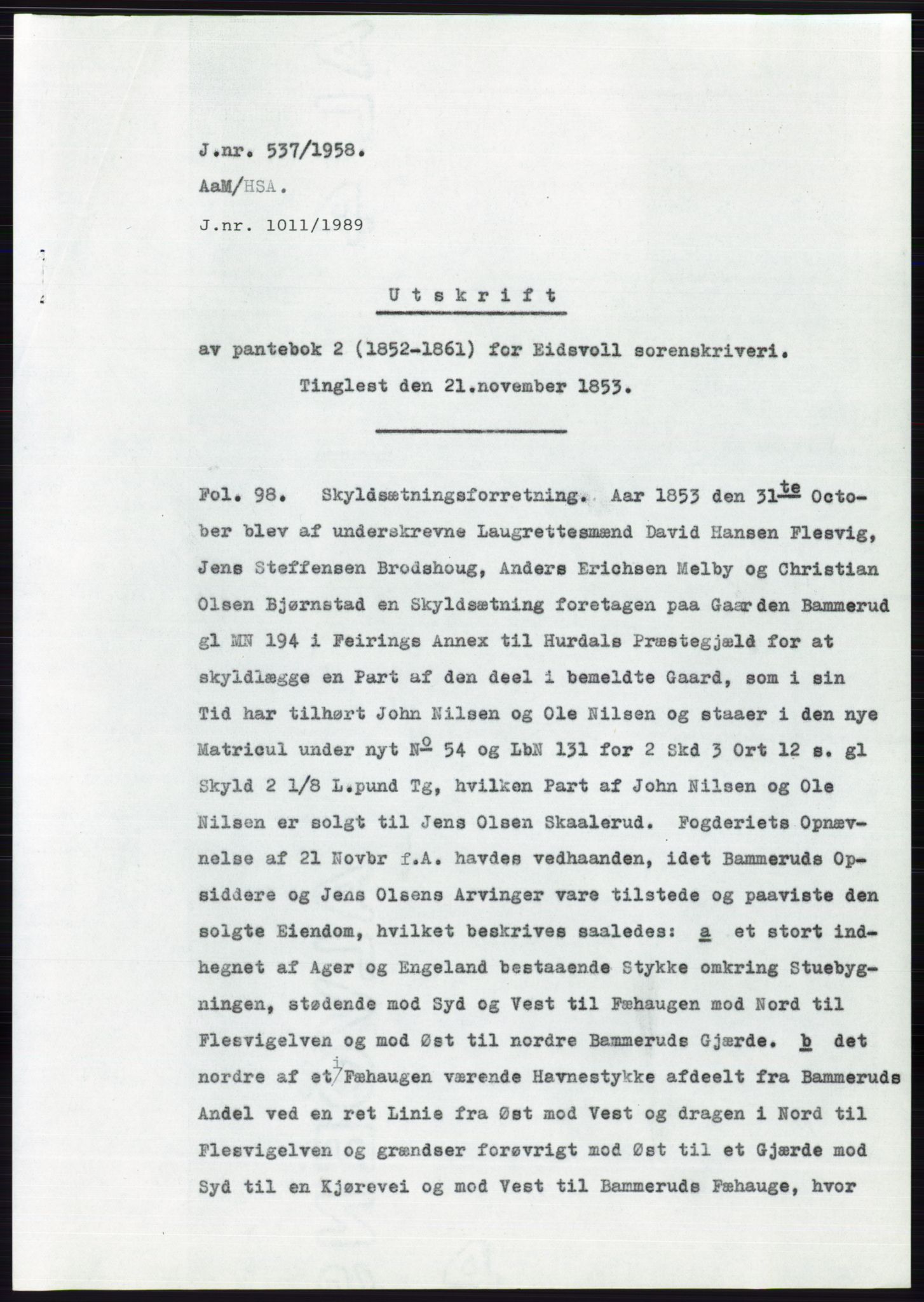 Statsarkivet i Oslo, SAO/A-10621/Z/Zd/L0008: Avskrifter, j.nr 14-1096/1958, 1958, p. 204