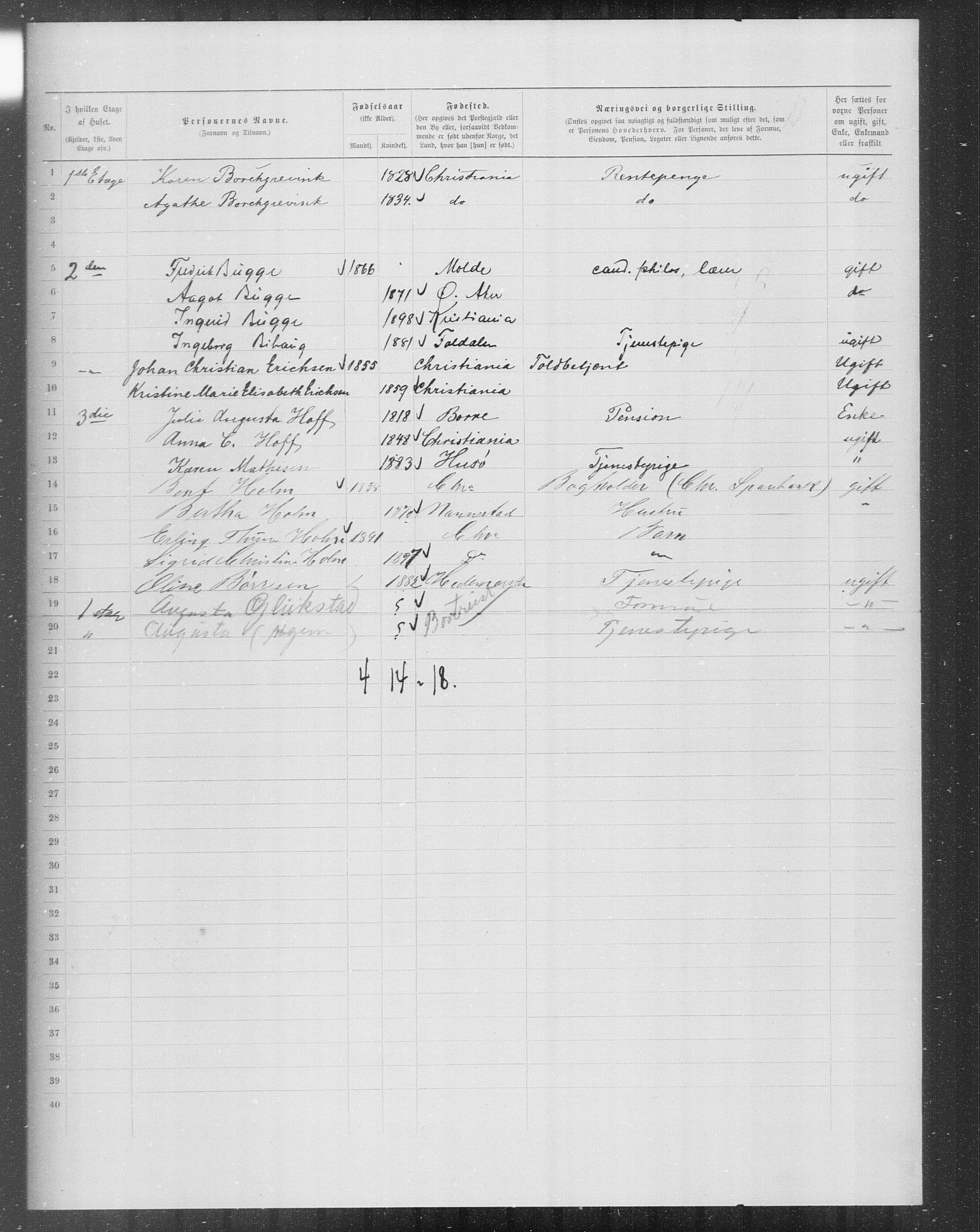 OBA, Municipal Census 1899 for Kristiania, 1899, p. 7801