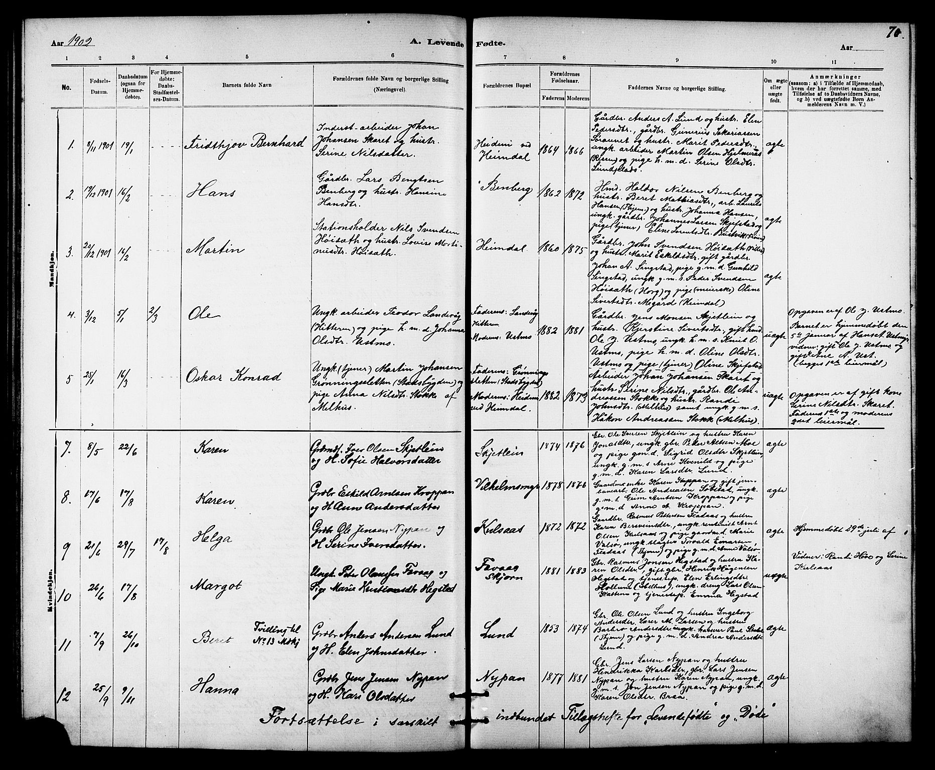 Ministerialprotokoller, klokkerbøker og fødselsregistre - Sør-Trøndelag, AV/SAT-A-1456/613/L0395: Parish register (copy) no. 613C03, 1887-1909, p. 70