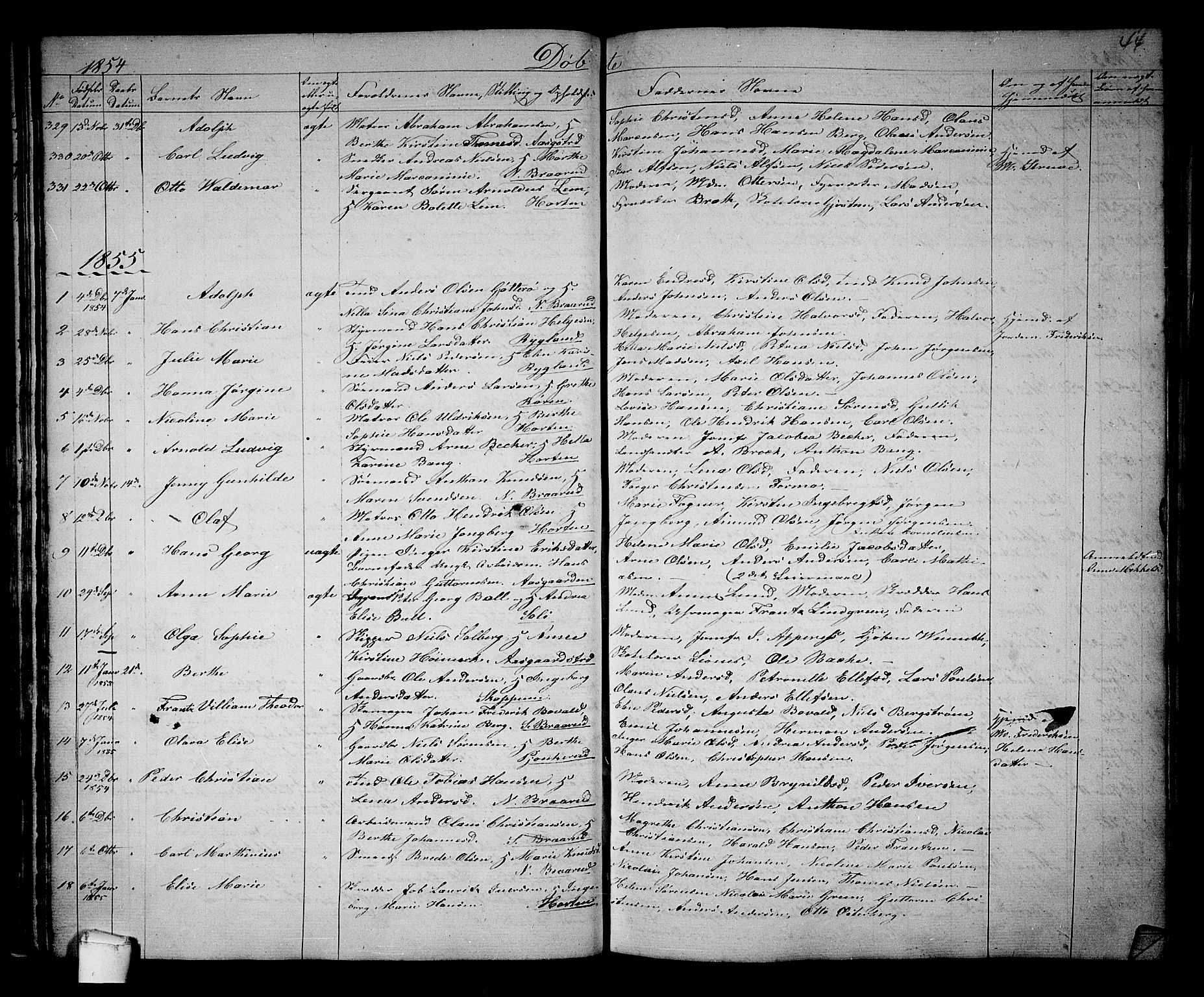 Borre kirkebøker, AV/SAKO-A-338/G/Ga/L0002: Parish register (copy) no. I 2, 1852-1871, p. 44