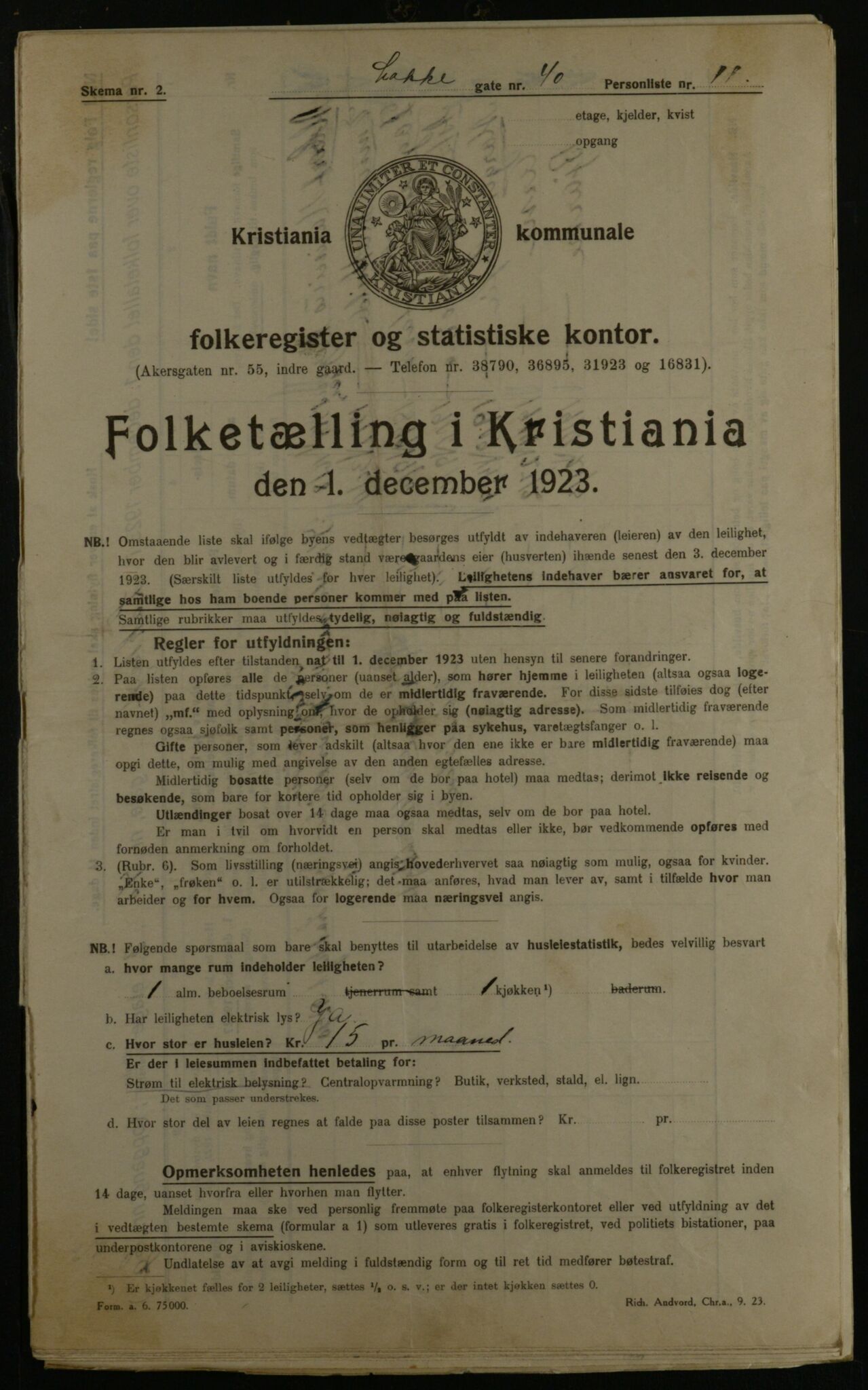 OBA, Municipal Census 1923 for Kristiania, 1923, p. 62039