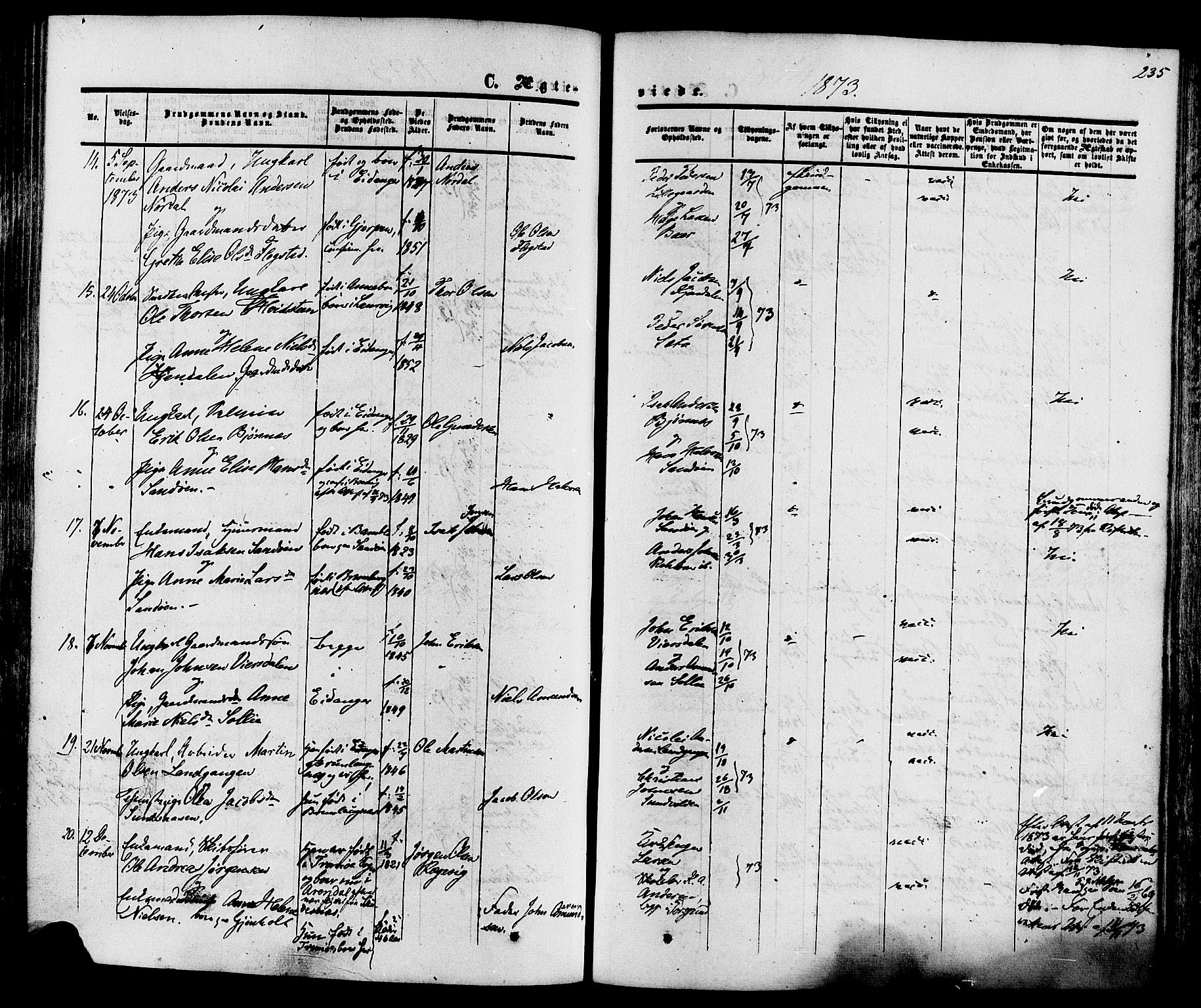Eidanger kirkebøker, SAKO/A-261/F/Fa/L0010: Parish register (official) no. 10, 1859-1874, p. 235