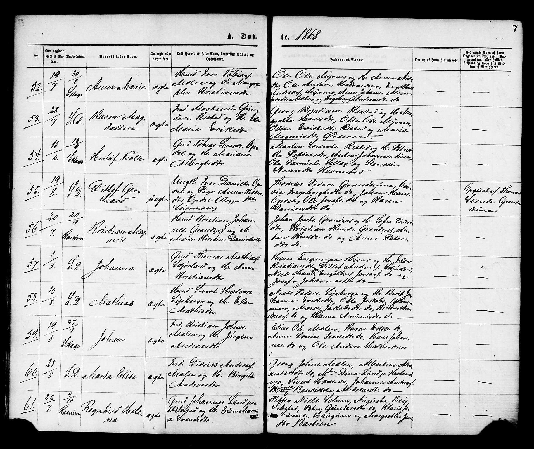 Ministerialprotokoller, klokkerbøker og fødselsregistre - Nord-Trøndelag, SAT/A-1458/764/L0554: Parish register (official) no. 764A09, 1867-1880, p. 7