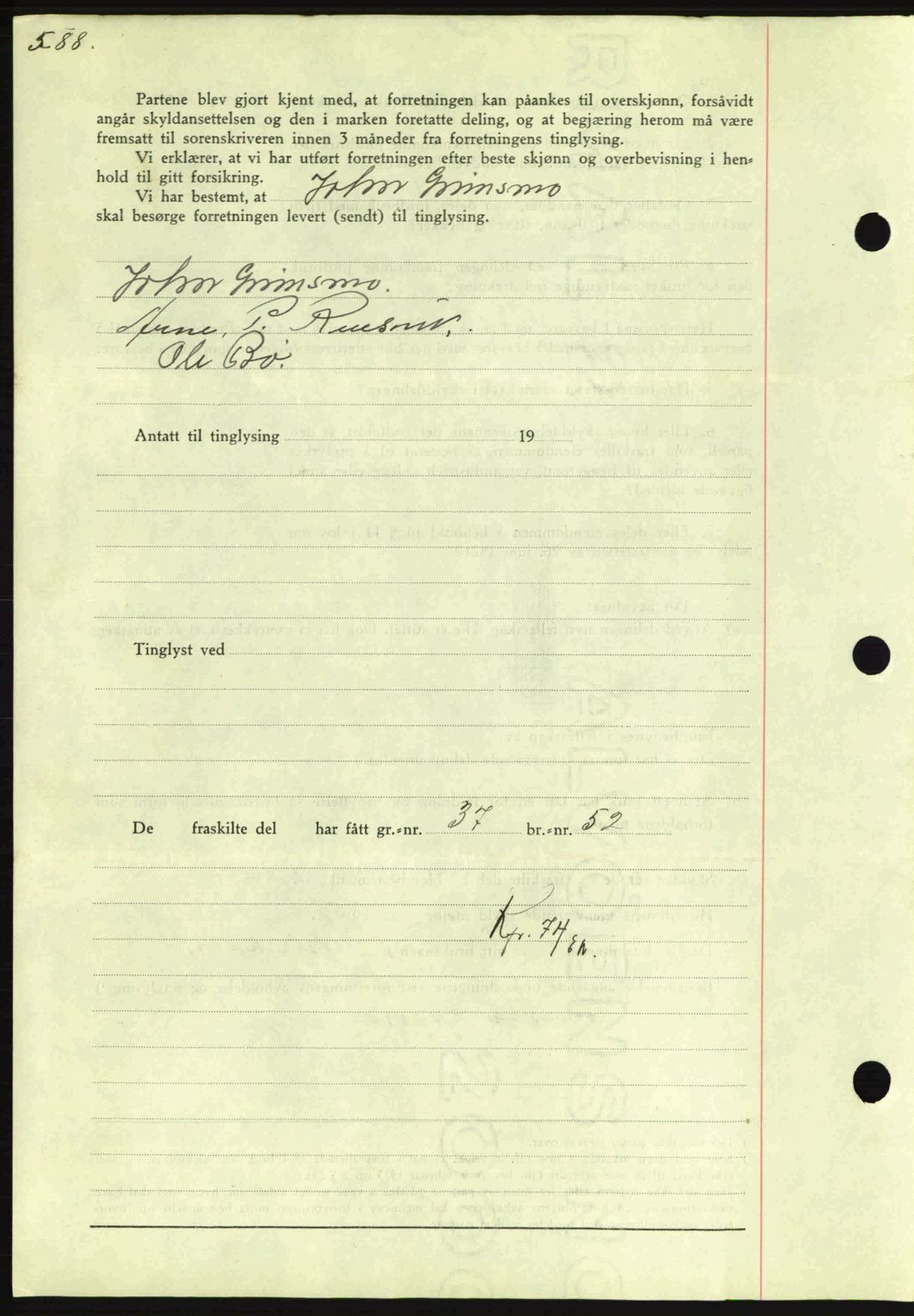 Nordmøre sorenskriveri, SAT/A-4132/1/2/2Ca: Mortgage book no. A84, 1938-1938, Diary no: : 2293/1938
