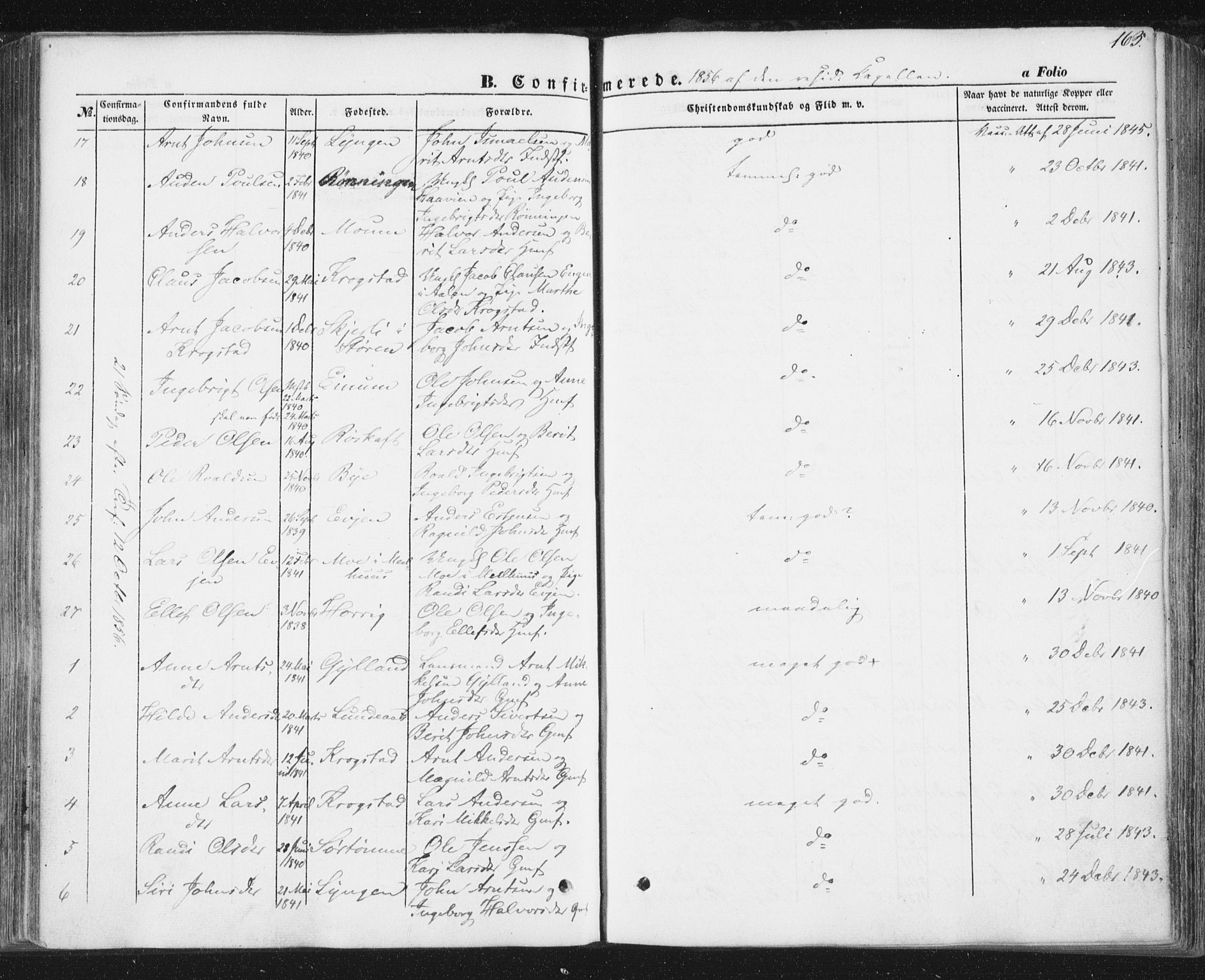 Ministerialprotokoller, klokkerbøker og fødselsregistre - Sør-Trøndelag, SAT/A-1456/692/L1103: Parish register (official) no. 692A03, 1849-1870, p. 163