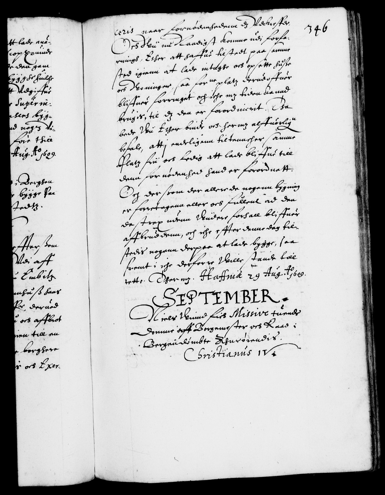 Danske Kanselli 1572-1799, RA/EA-3023/F/Fc/Fca/Fcab/L0003: Norske tegnelser (mikrofilm), 1596-1616, p. 346a