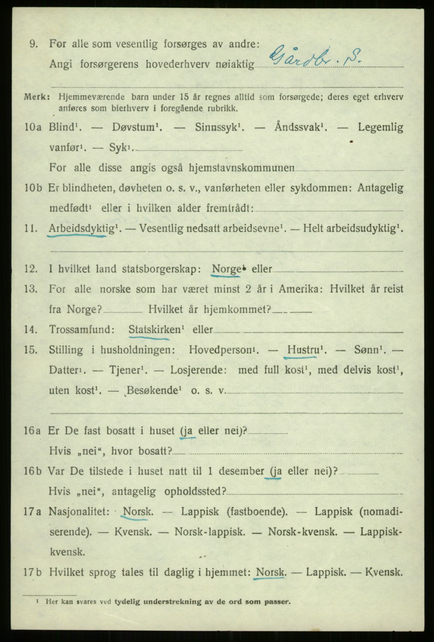 SATØ, 1920 census for Kvæfjord, 1920, p. 4910