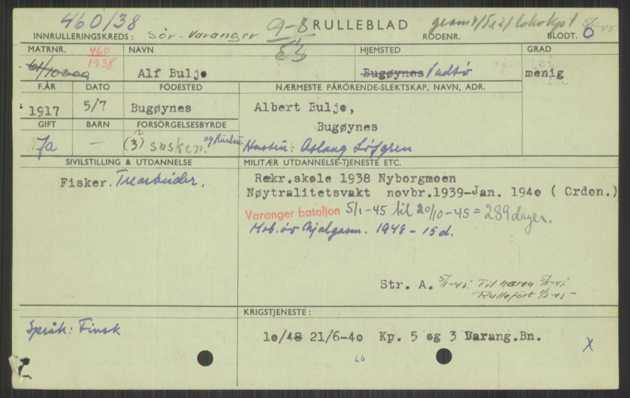 Forsvaret, Varanger bataljon, AV/RA-RAFA-2258/1/D/L0441: Rulleblad for fødte 1913-1917, 1913-1917, p. 1303