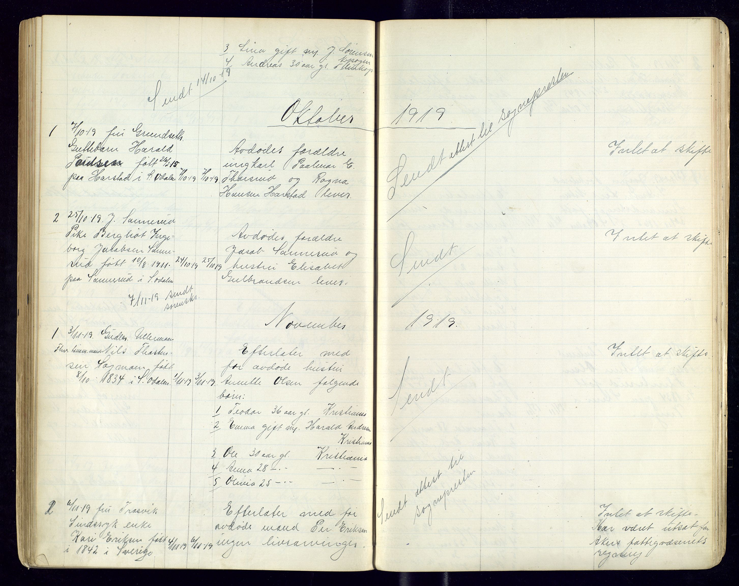 Sør-Odal lensmannskontor, AV/SAH-LHS-022/H/Hb/L0002/0002: Protokoller over anmeldte dødsfall / Protokoll over anmeldte dødsfall, 1915-1921