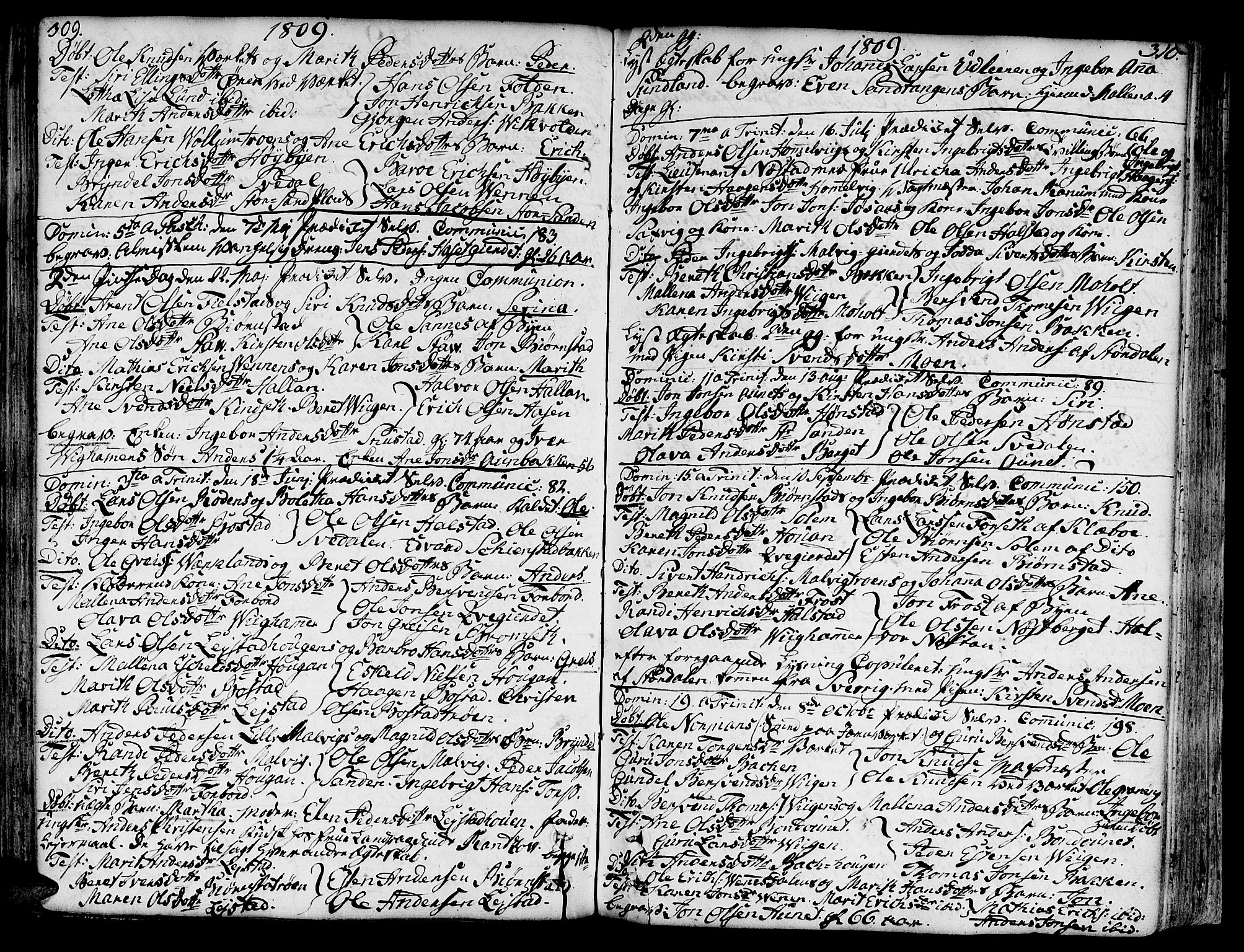 Ministerialprotokoller, klokkerbøker og fødselsregistre - Sør-Trøndelag, SAT/A-1456/606/L0281: Parish register (official) no. 606A02 /2, 1781-1817, p. 309-310
