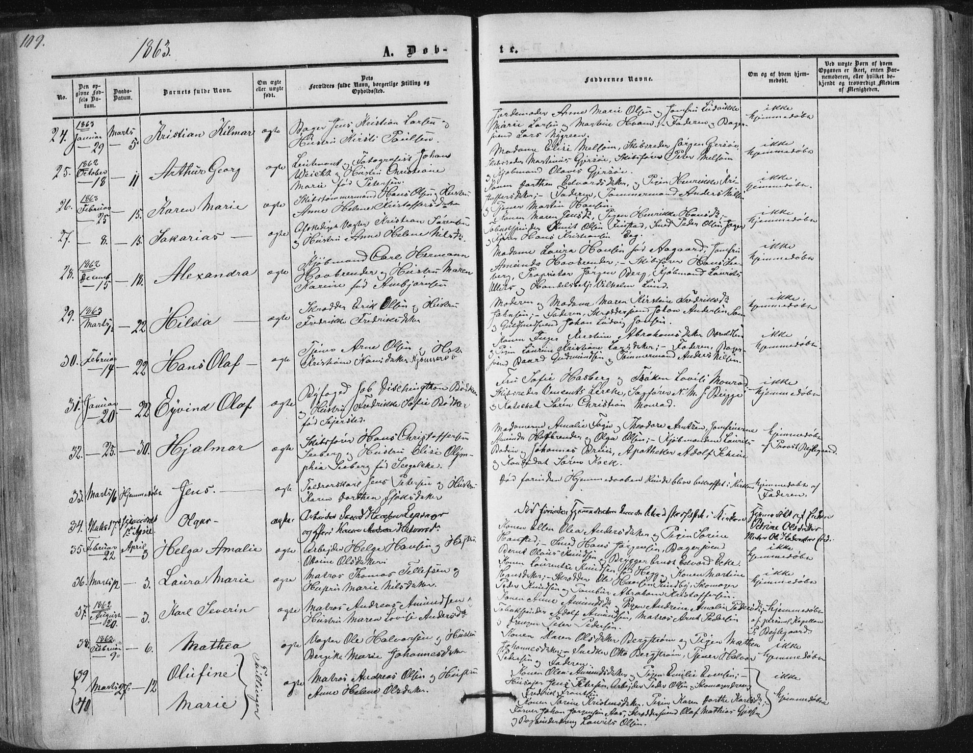 Tønsberg kirkebøker, AV/SAKO-A-330/F/Fa/L0008: Parish register (official) no. I 8, 1855-1864, p. 109