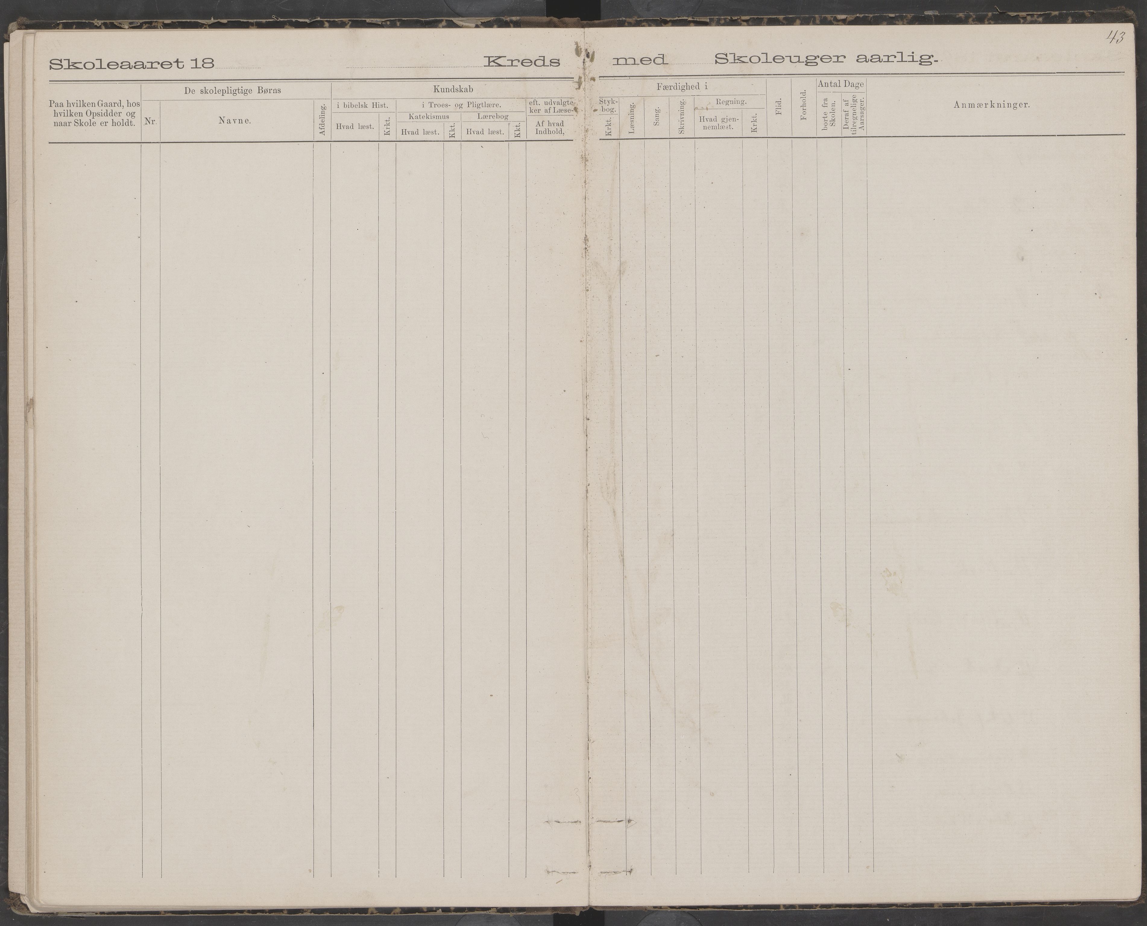 Dønna kommune. Snekkevik skolekrets, AIN/K-18270.510.07/442/L0002: Skoleprotokoll, 1888-1893