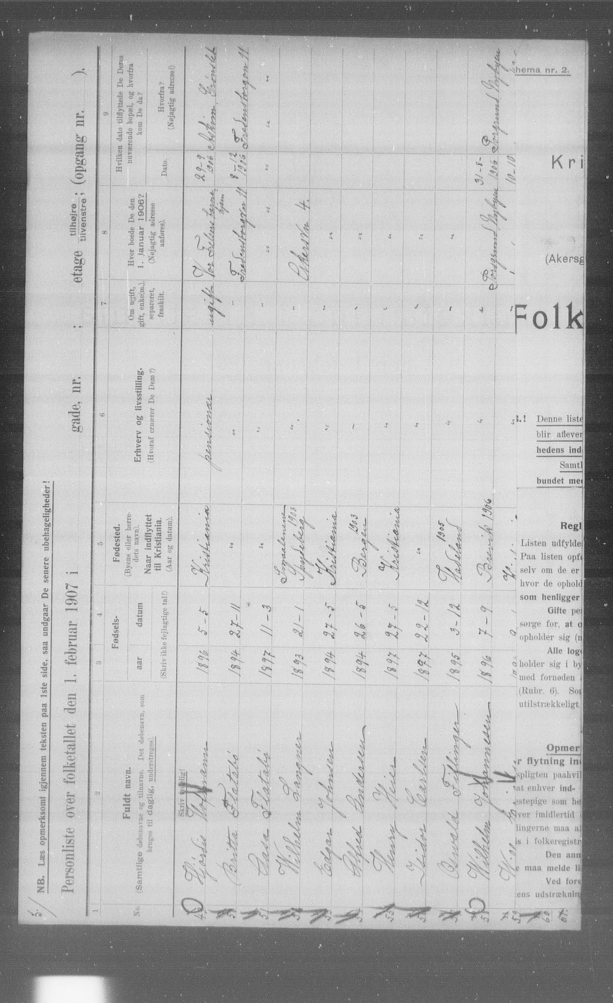 OBA, Municipal Census 1907 for Kristiania, 1907, p. 473