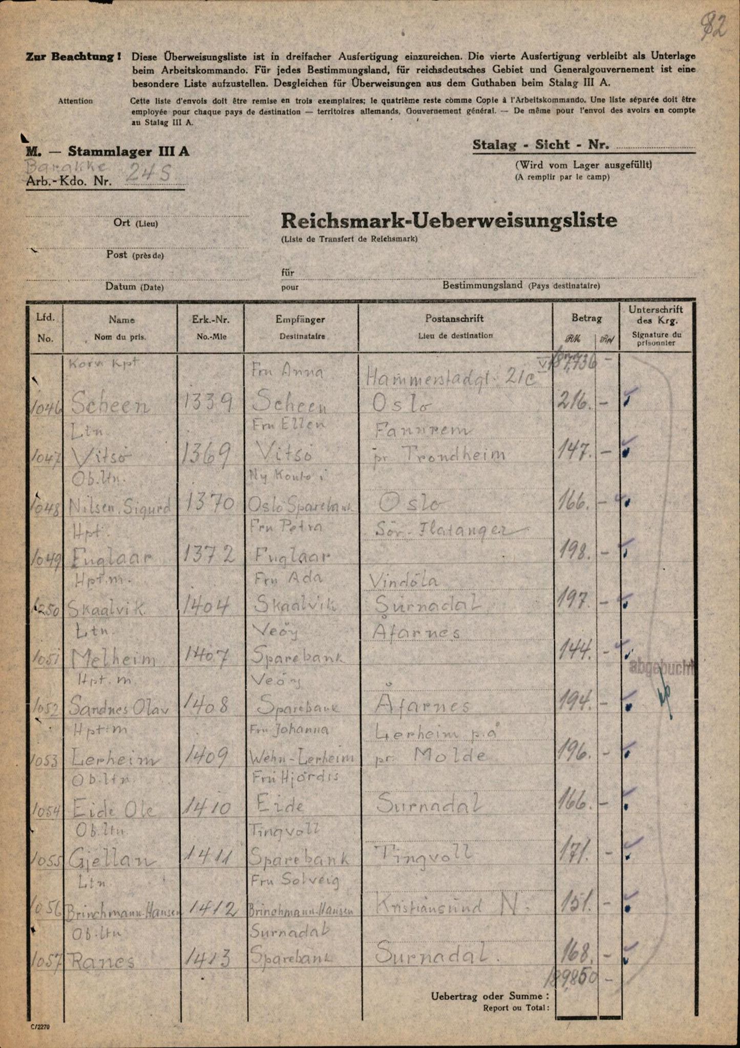 Forsvaret, Forsvarets krigshistoriske avdeling, AV/RA-RAFA-2017/Y/Yf/L0202: II-C-11-2103-2104  -  Norske offiserer i krigsfangenskap, 1940-1945, p. 247