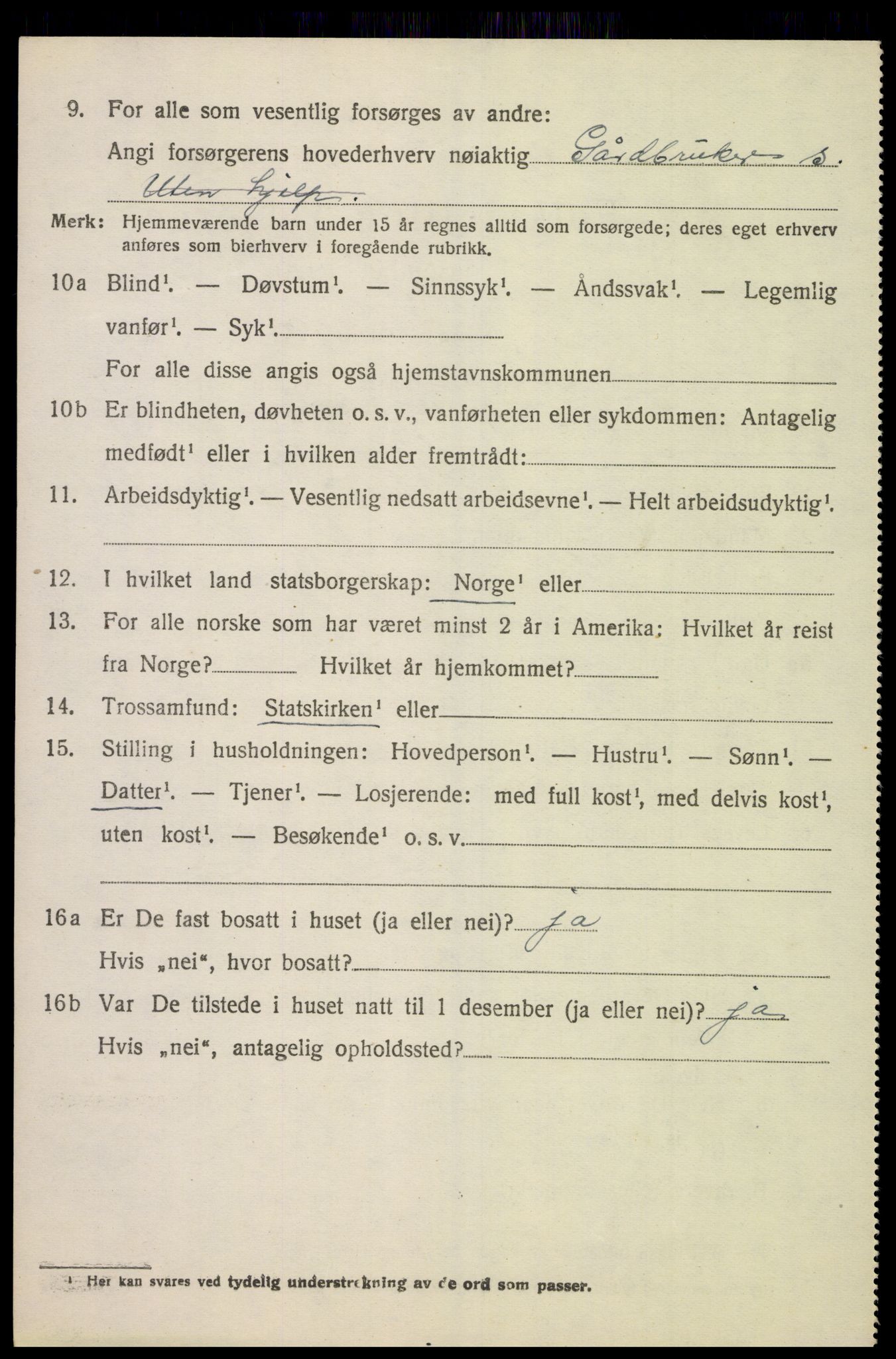 SAK, 1920 census for Åseral, 1920, p. 2063