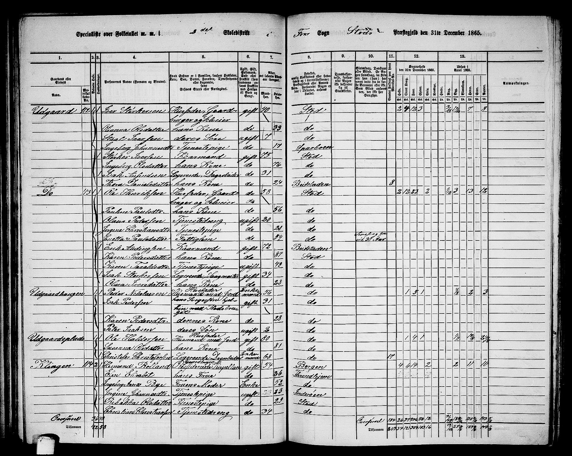 RA, 1865 census for Stod, 1865, p. 91