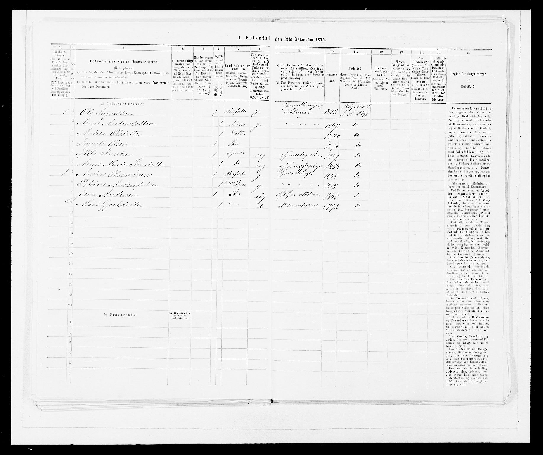 SAB, 1875 census for 1430P Indre Holmedal, 1875, p. 212