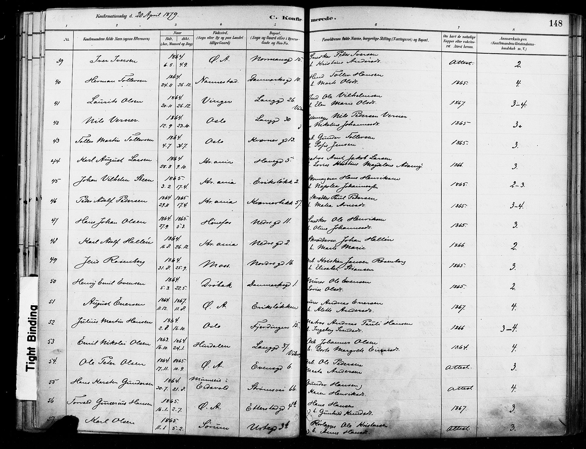 Østre Aker prestekontor Kirkebøker, AV/SAO-A-10840/F/Fa/L0006: Parish register (official) no. I 5, 1879-1882, p. 148