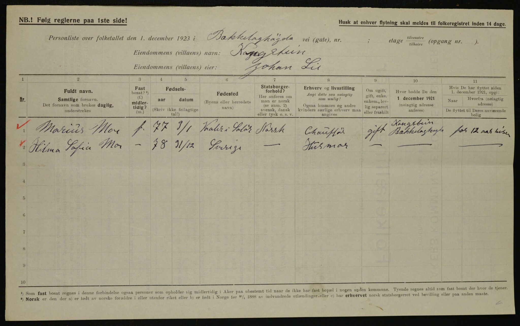 , Municipal Census 1923 for Aker, 1923, p. 40200