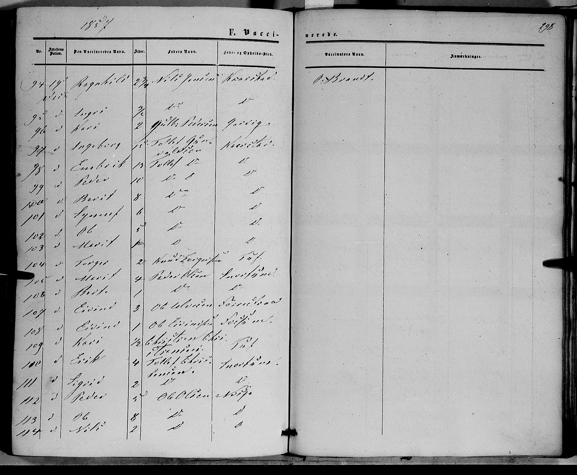 Vestre Slidre prestekontor, SAH/PREST-136/H/Ha/Haa/L0002: Parish register (official) no. 2, 1856-1864, p. 298