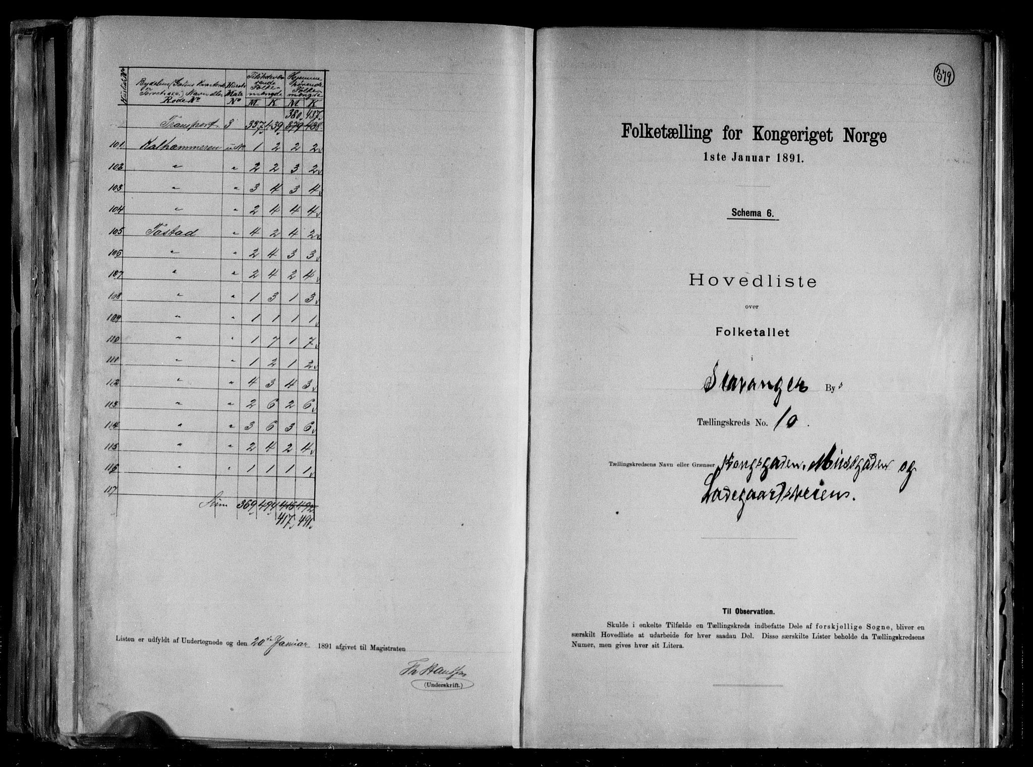 RA, 1891 census for 1103 Stavanger, 1891, p. 25