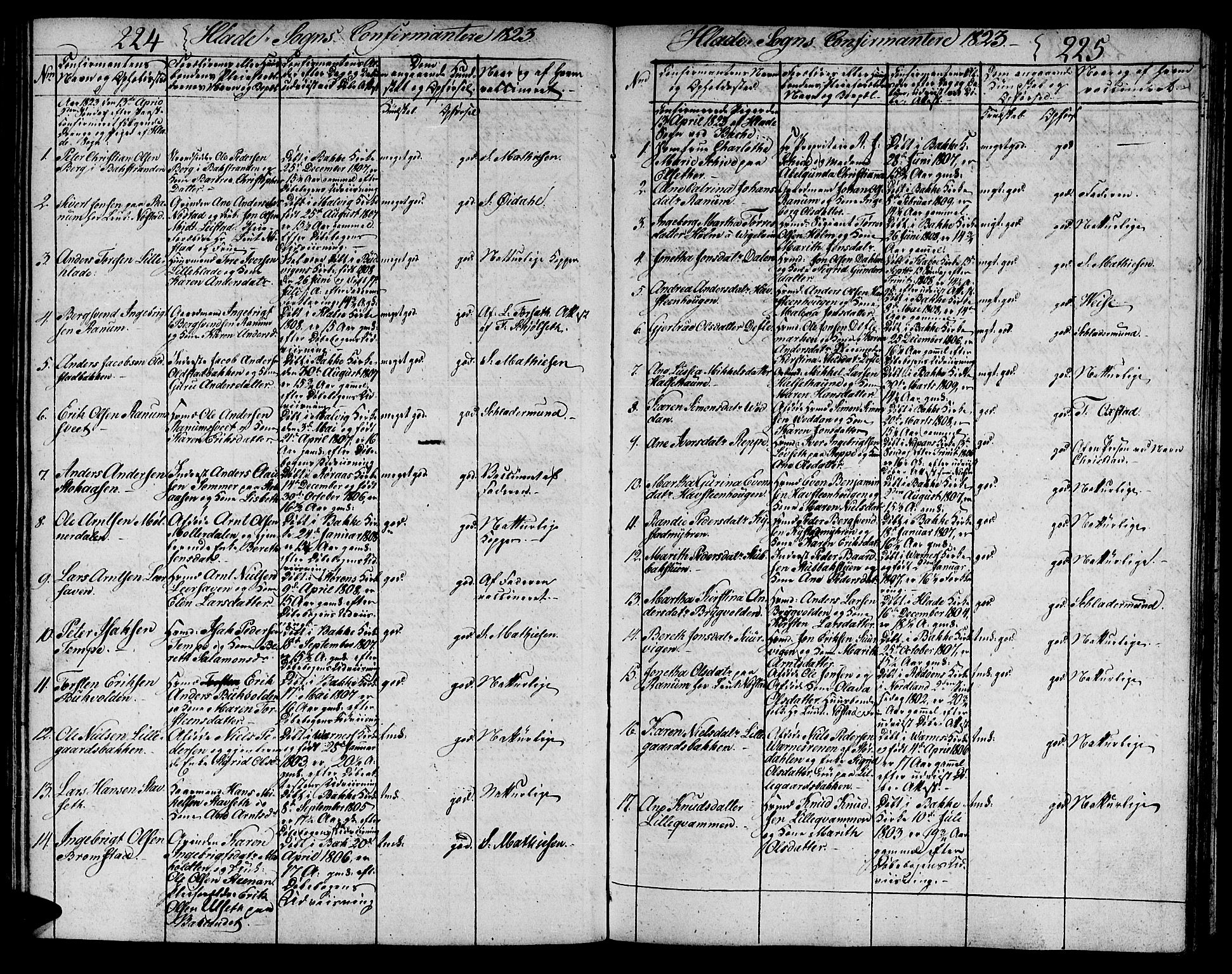 Ministerialprotokoller, klokkerbøker og fødselsregistre - Sør-Trøndelag, SAT/A-1456/606/L0306: Parish register (copy) no. 606C02, 1797-1829, p. 224-225