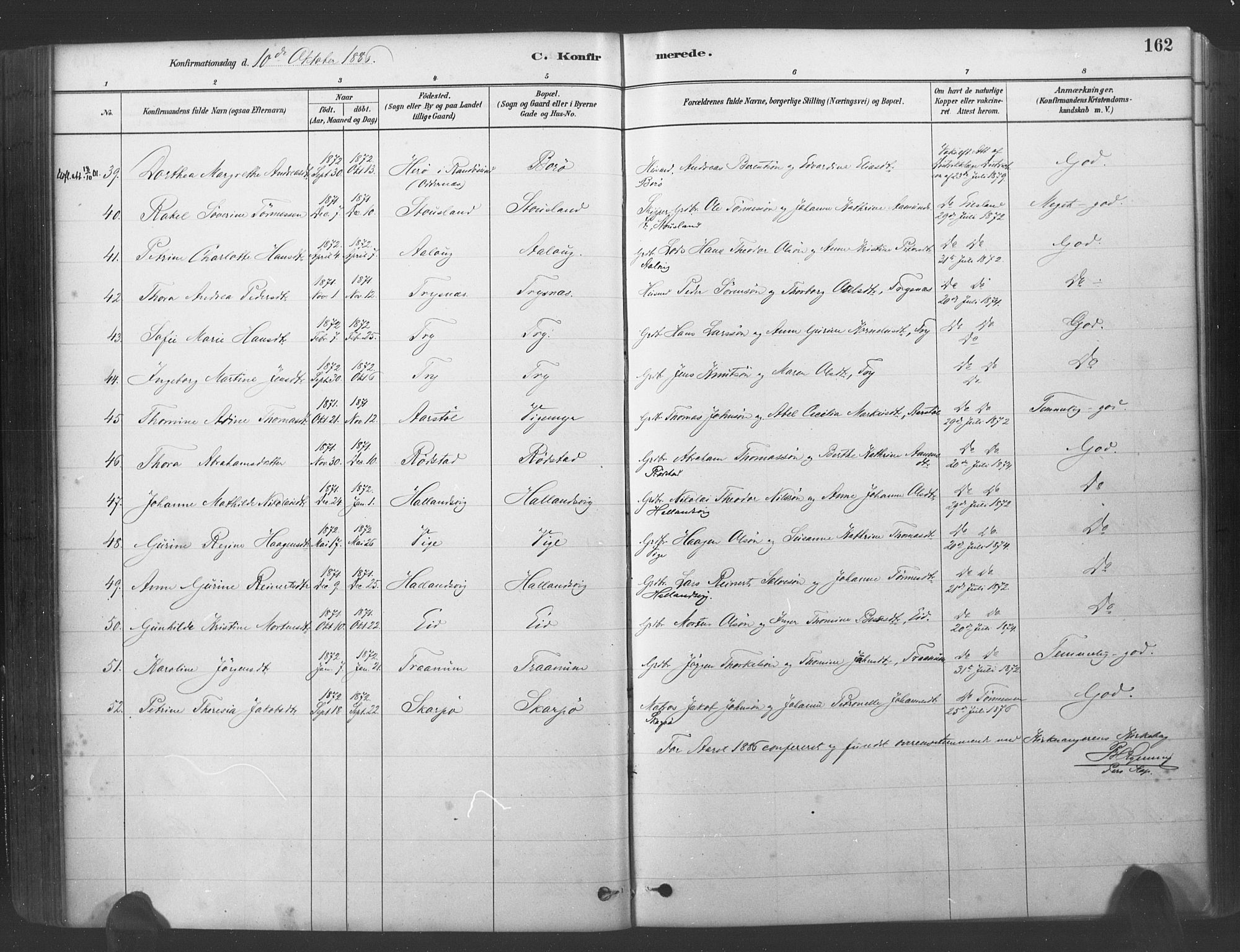 Søgne sokneprestkontor, SAK/1111-0037/F/Fa/Fab/L0012: Parish register (official) no. A 12, 1880-1891, p. 162