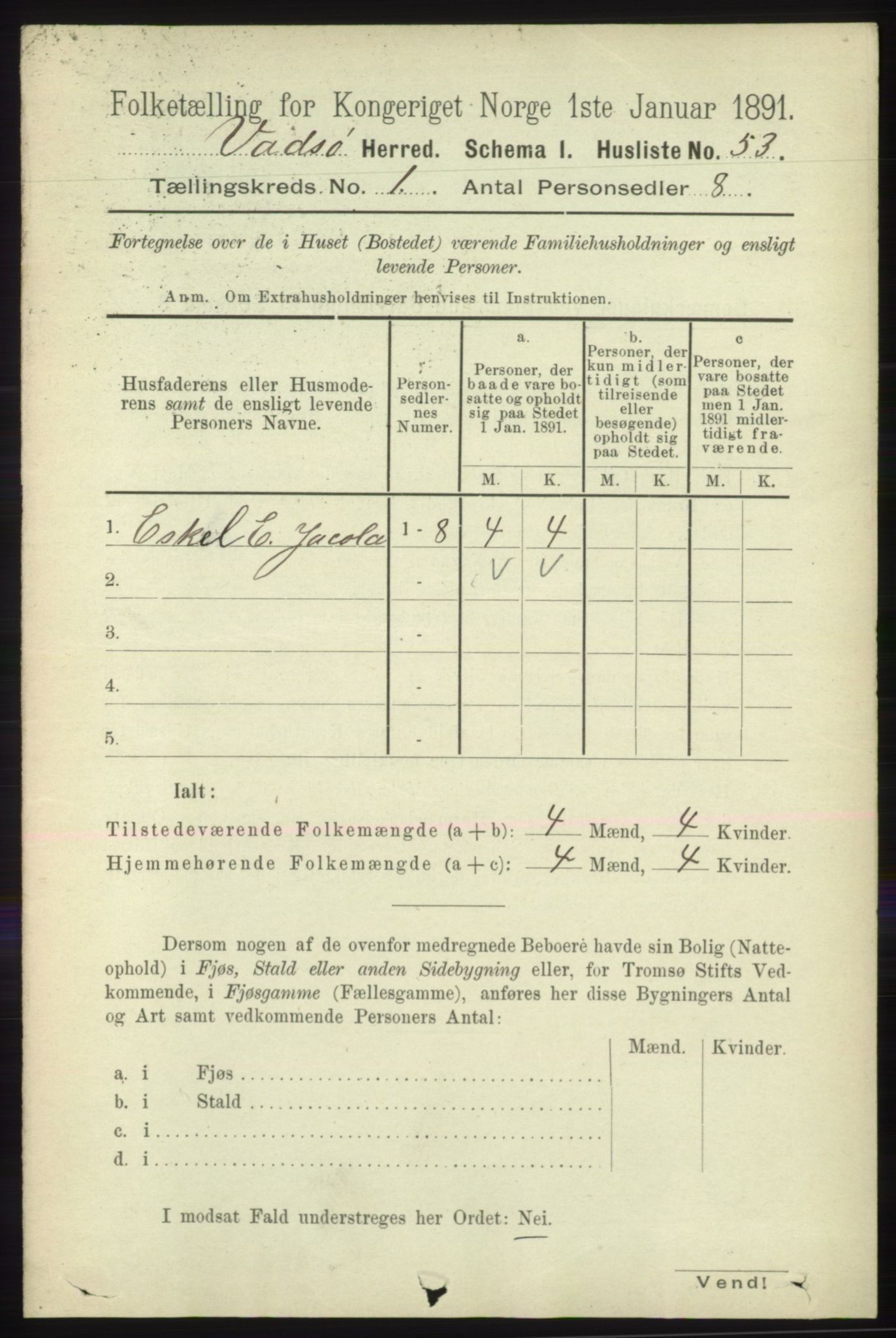 RA, 1891 census for 2029 Vadsø, 1891, p. 66