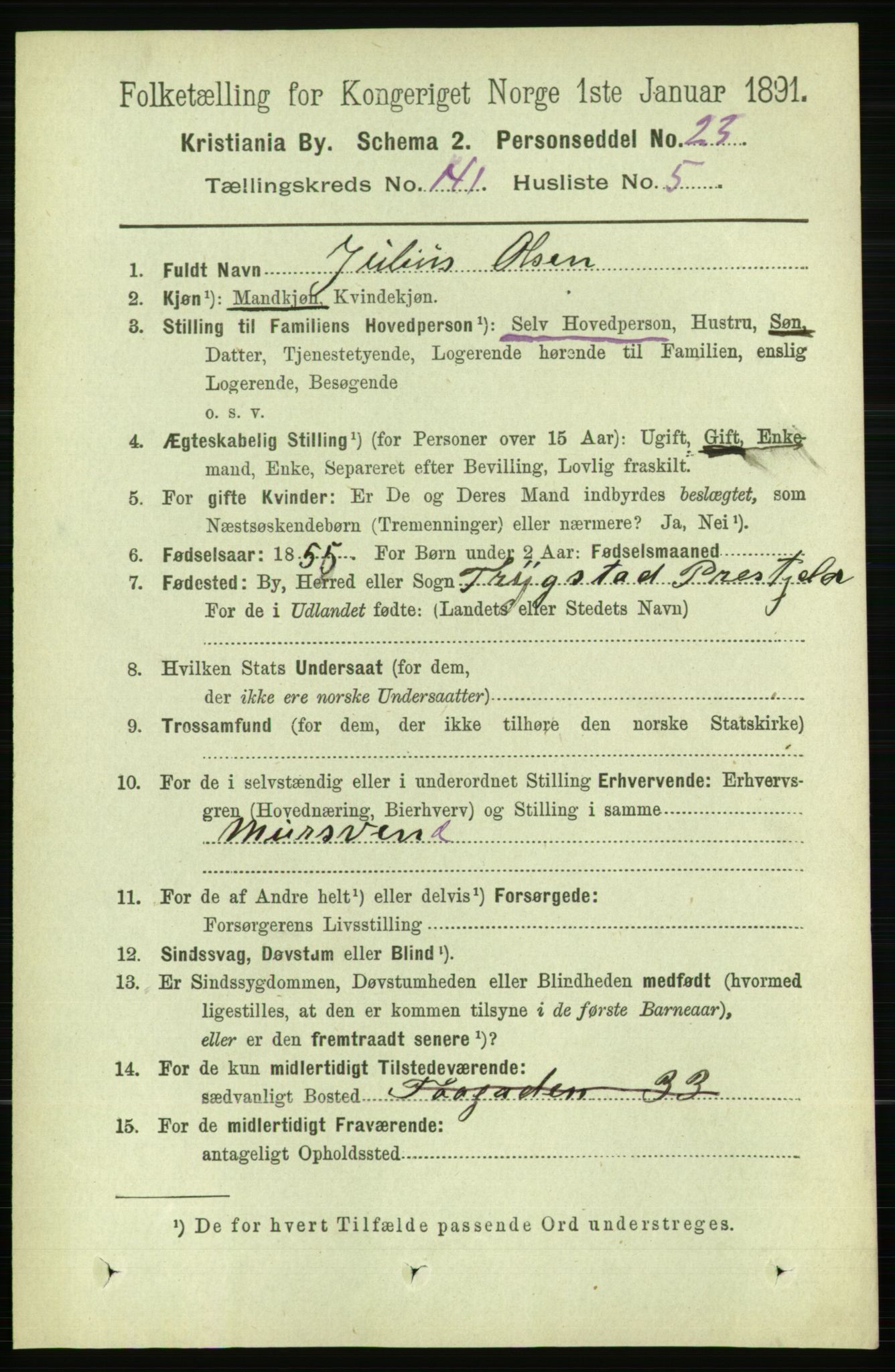 RA, 1891 census for 0301 Kristiania, 1891, p. 78223