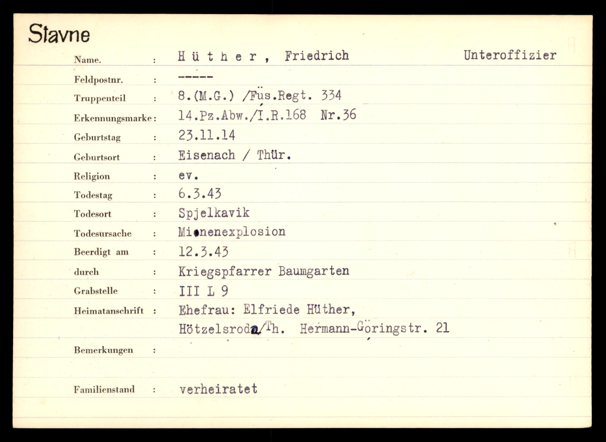 Distriktskontoret for krigsgraver, AV/SAT-A-5030/E/L0003: Kasett/kartotek over tysk Krigskirkegård Stavne, 1945, p. 599