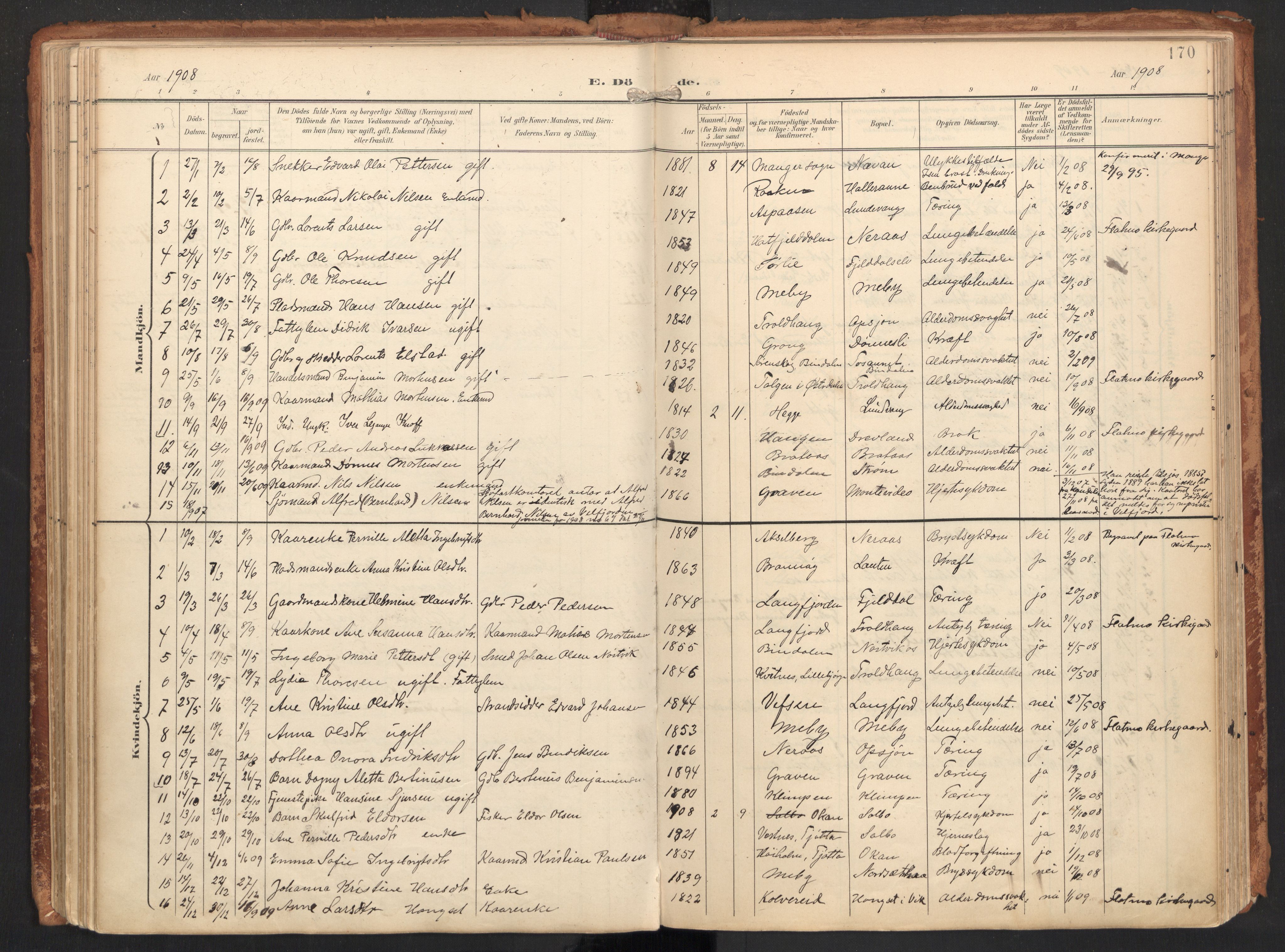 Ministerialprotokoller, klokkerbøker og fødselsregistre - Nordland, SAT/A-1459/814/L0227: Parish register (official) no. 814A08, 1899-1920, p. 170