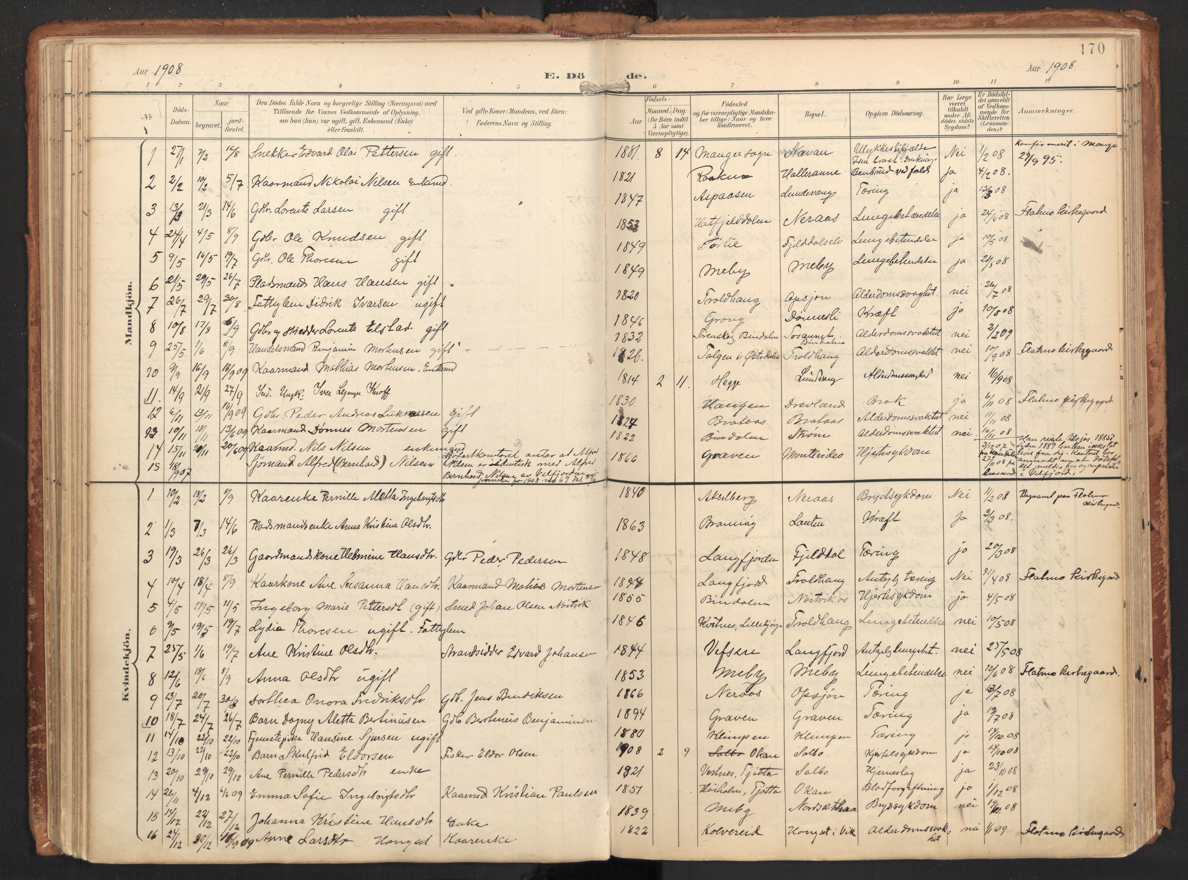 Ministerialprotokoller, klokkerbøker og fødselsregistre - Nordland, AV/SAT-A-1459/814/L0227: Parish register (official) no. 814A08, 1899-1920, p. 170