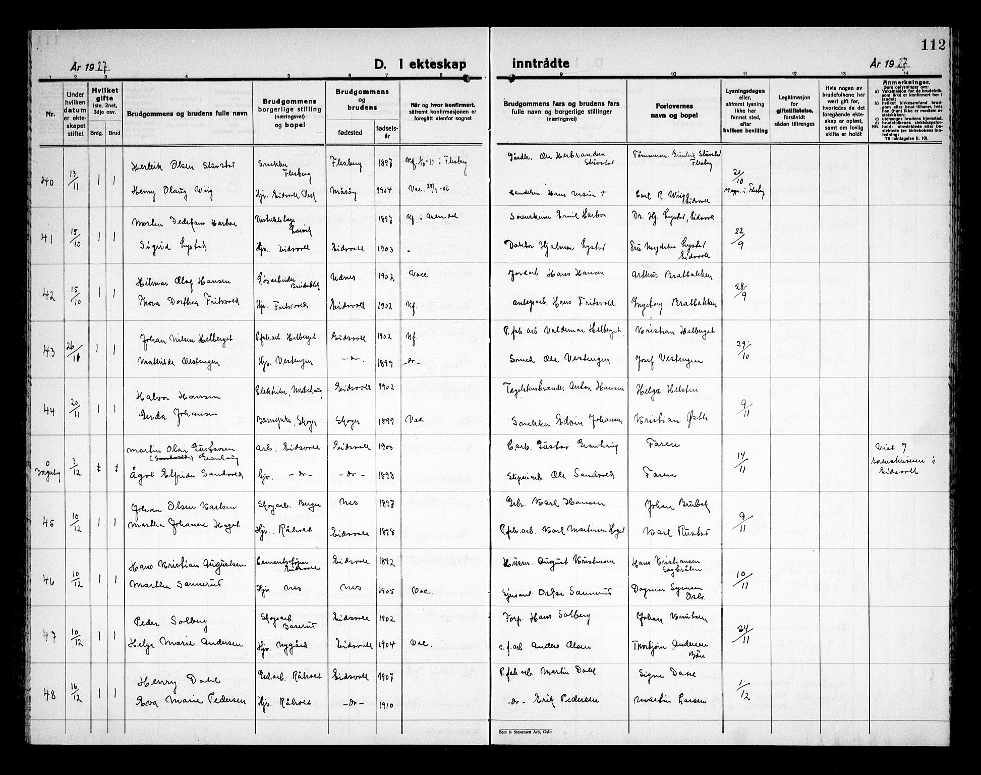 Eidsvoll prestekontor Kirkebøker, AV/SAO-A-10888/G/Ga/L0011: Parish register (copy) no. I 11, 1926-1936, p. 112