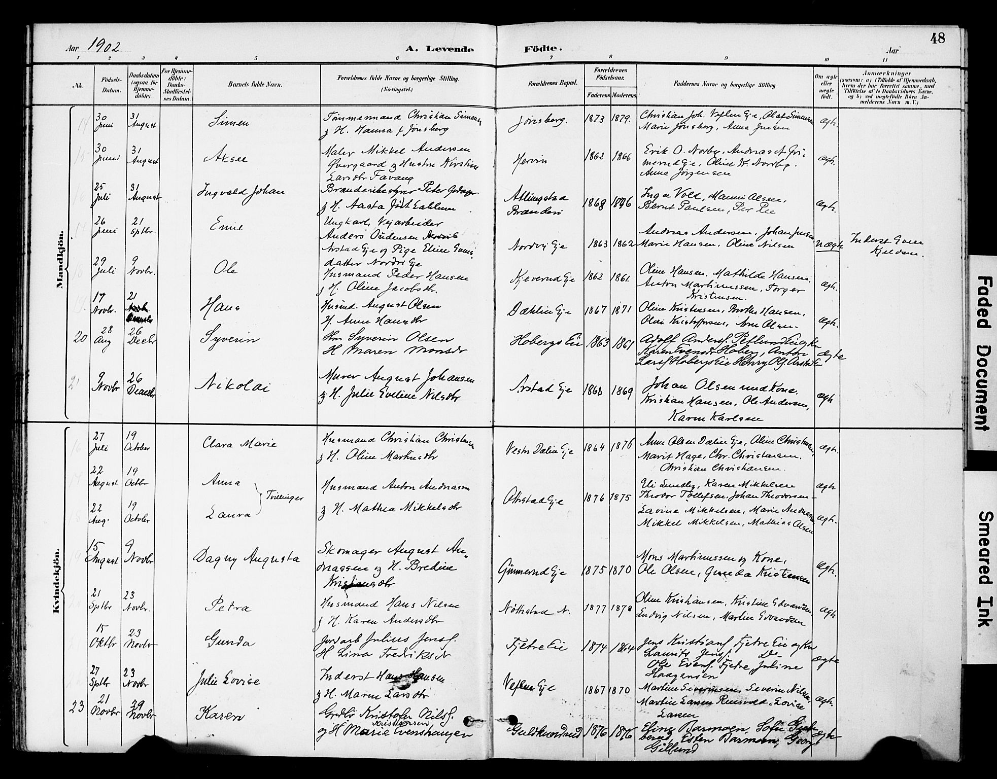 Stange prestekontor, AV/SAH-PREST-002/K/L0021: Parish register (official) no. 21, 1891-1902, p. 48