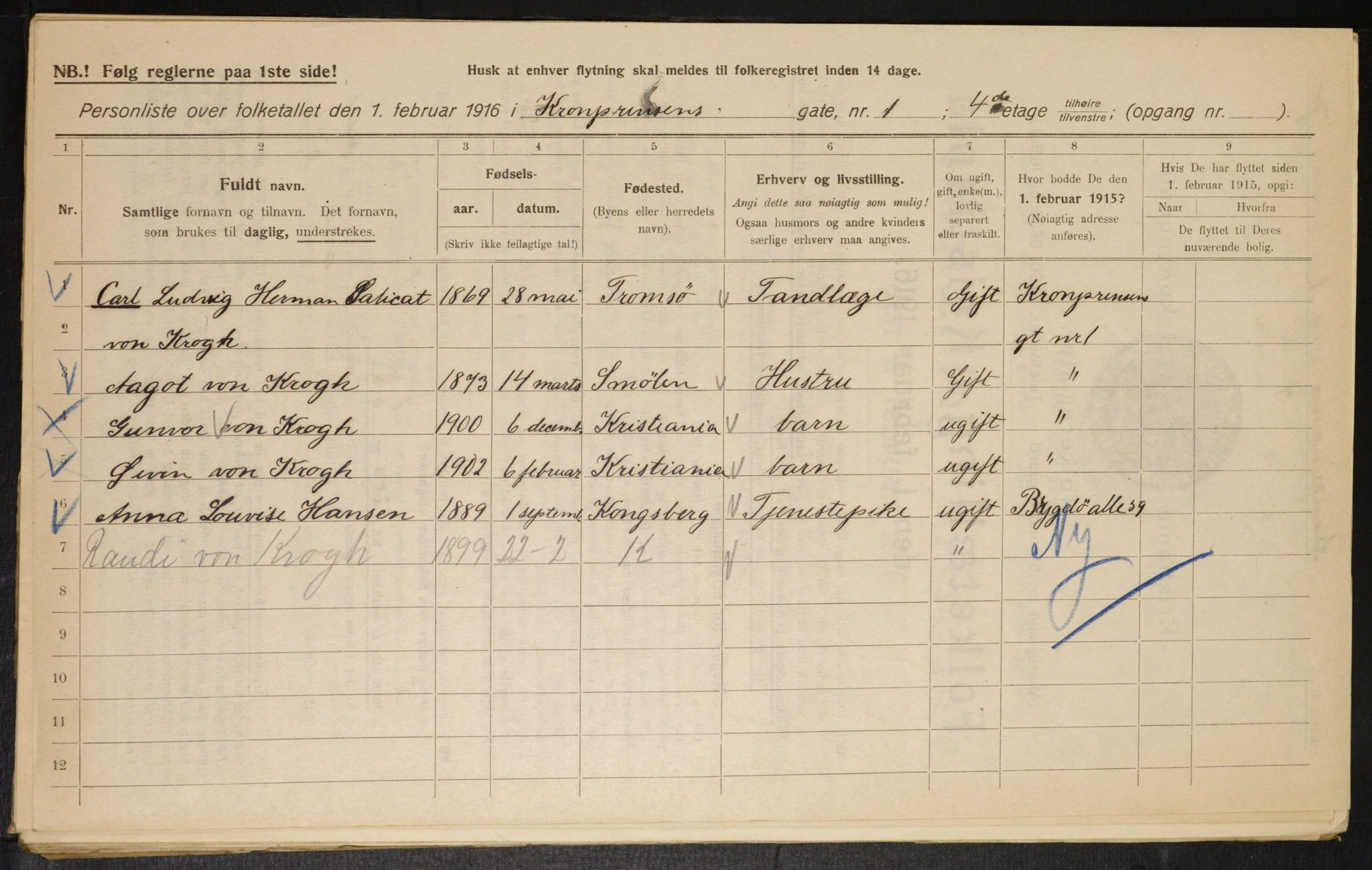 OBA, Municipal Census 1916 for Kristiania, 1916, p. 55670