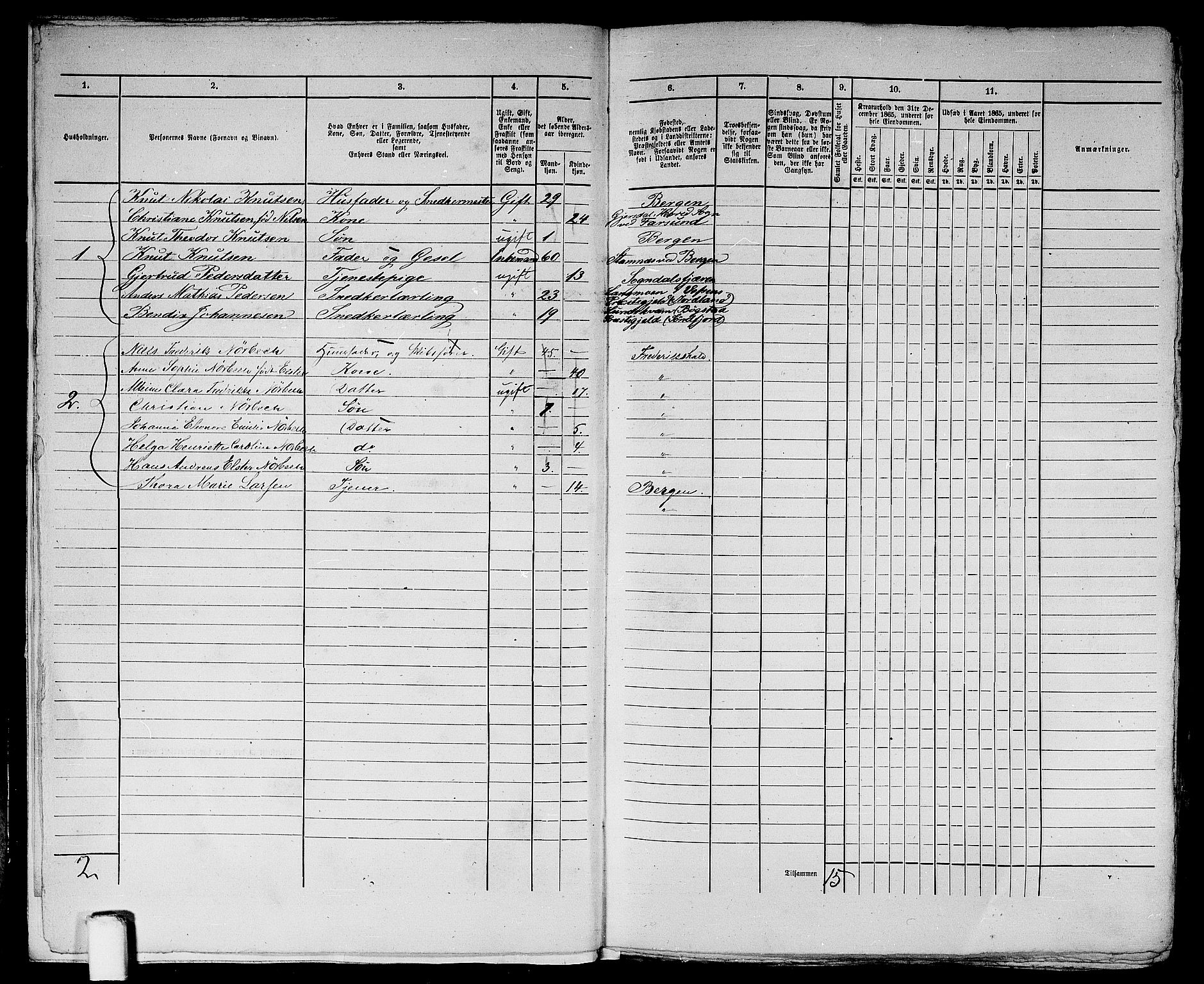 RA, 1865 census for Bergen, 1865, p. 554