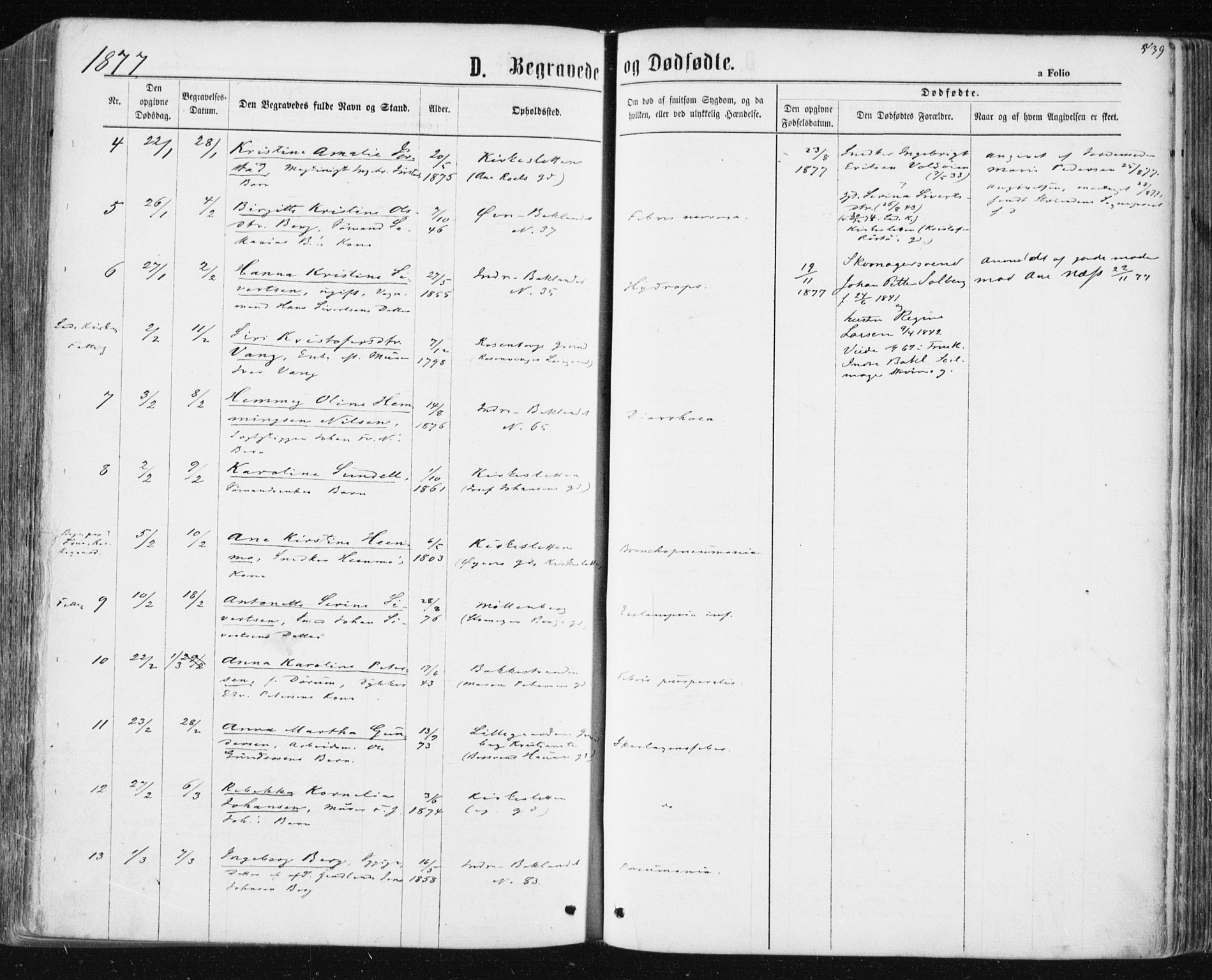 Ministerialprotokoller, klokkerbøker og fødselsregistre - Sør-Trøndelag, AV/SAT-A-1456/604/L0186: Parish register (official) no. 604A07, 1866-1877, p. 539