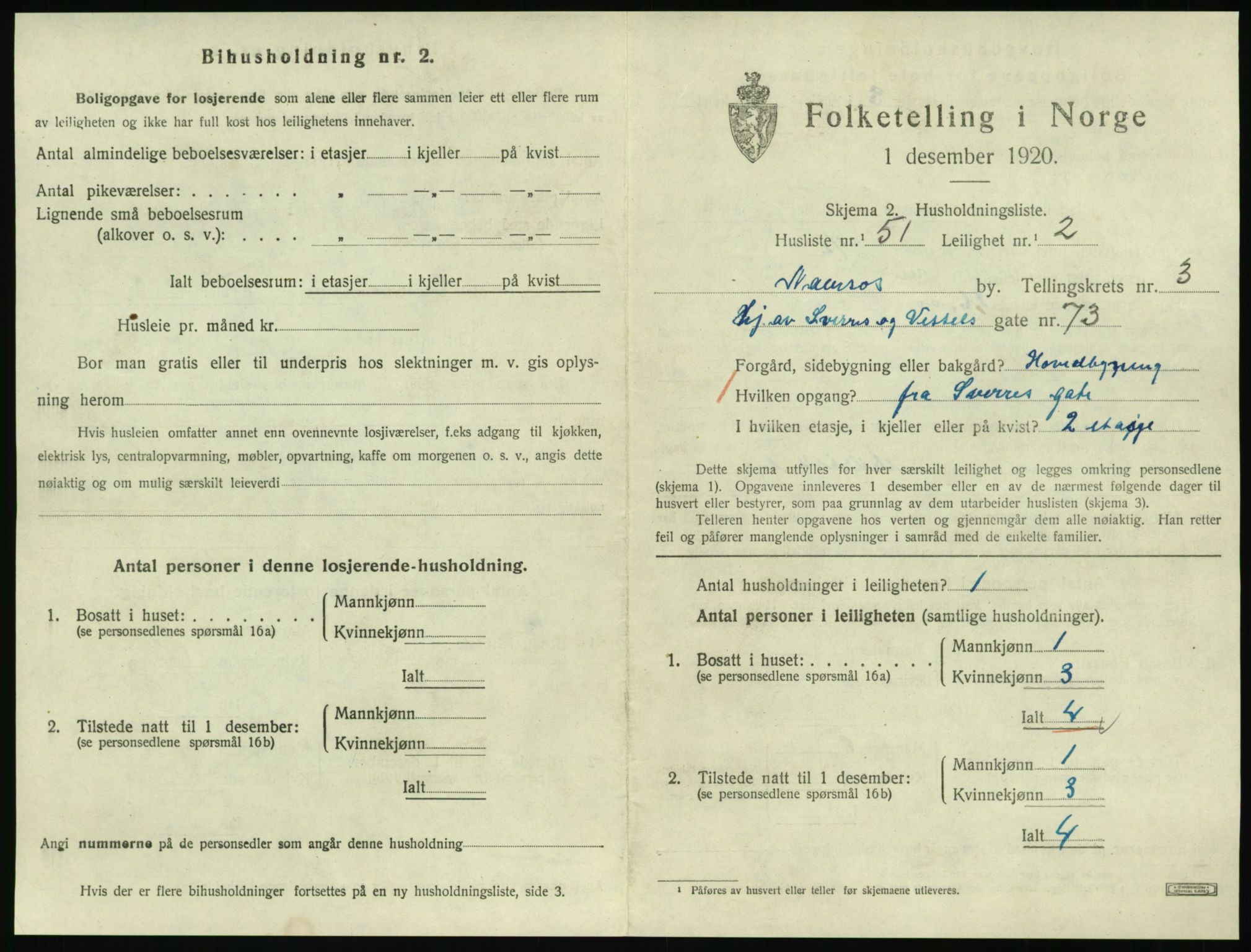 SAT, 1920 census for Namsos, 1920, p. 1319