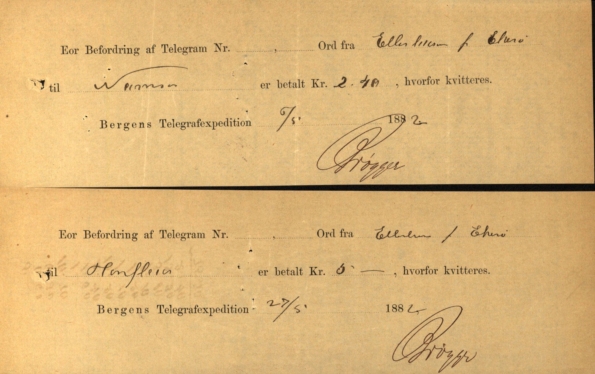Pa 63 - Østlandske skibsassuranceforening, VEMU/A-1079/G/Ga/L0015/0003: Havaridokumenter / Egerøen, 1882