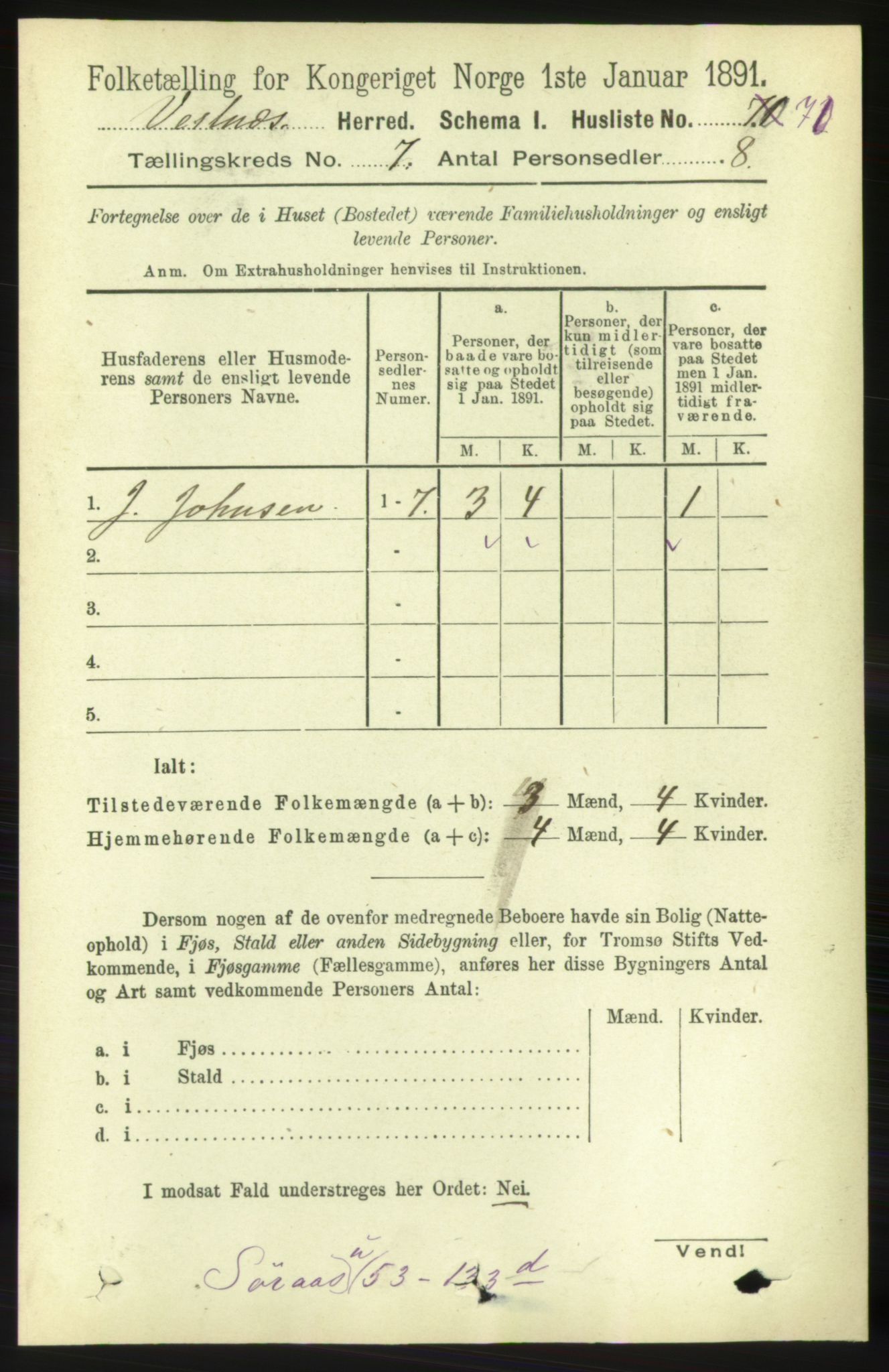 RA, 1891 census for 1535 Vestnes, 1891, p. 2686