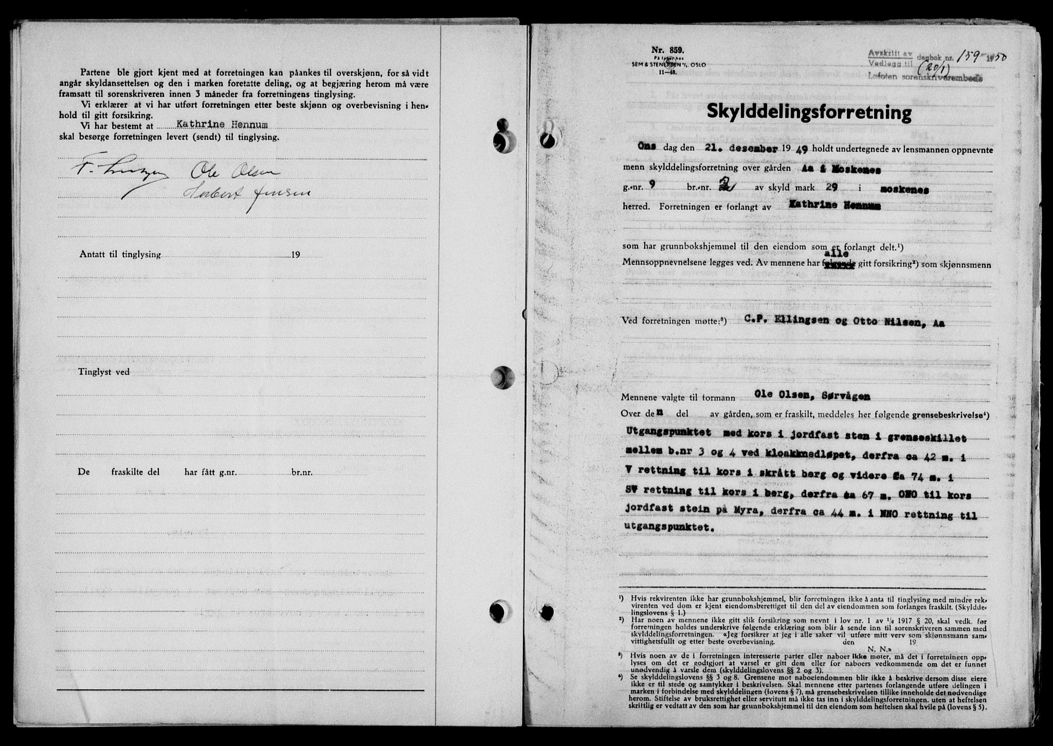 Lofoten sorenskriveri, SAT/A-0017/1/2/2C/L0022a: Mortgage book no. 22a, 1949-1950, Diary no: : 159/1950