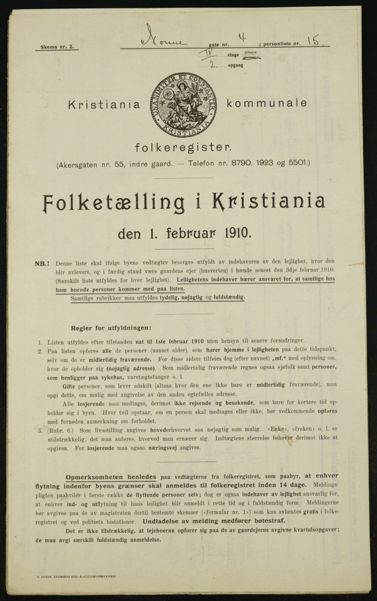 OBA, Municipal Census 1910 for Kristiania, 1910, p. 68907